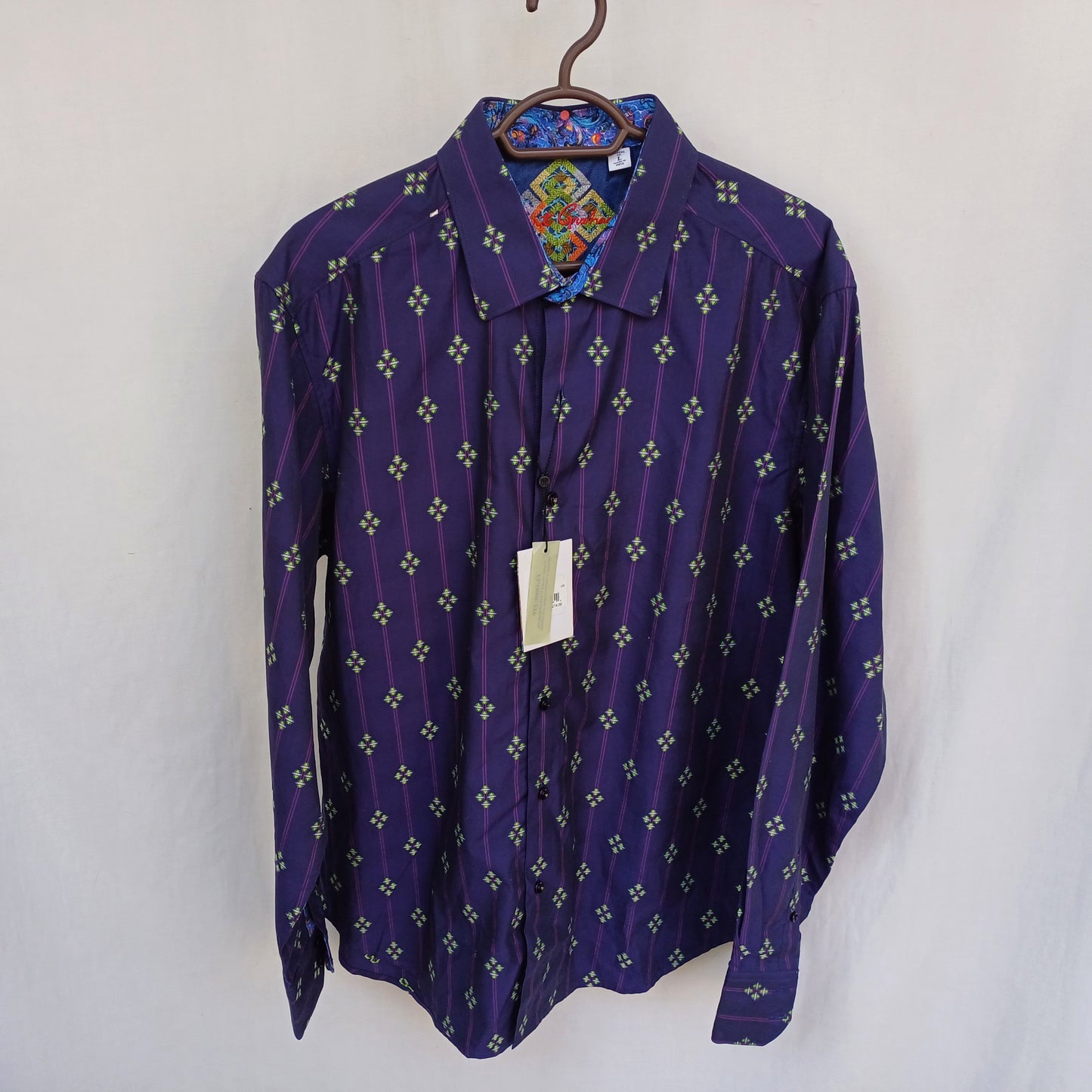 New With Tags $278 Robert Graham Classic Fit Button Shirt Mens L