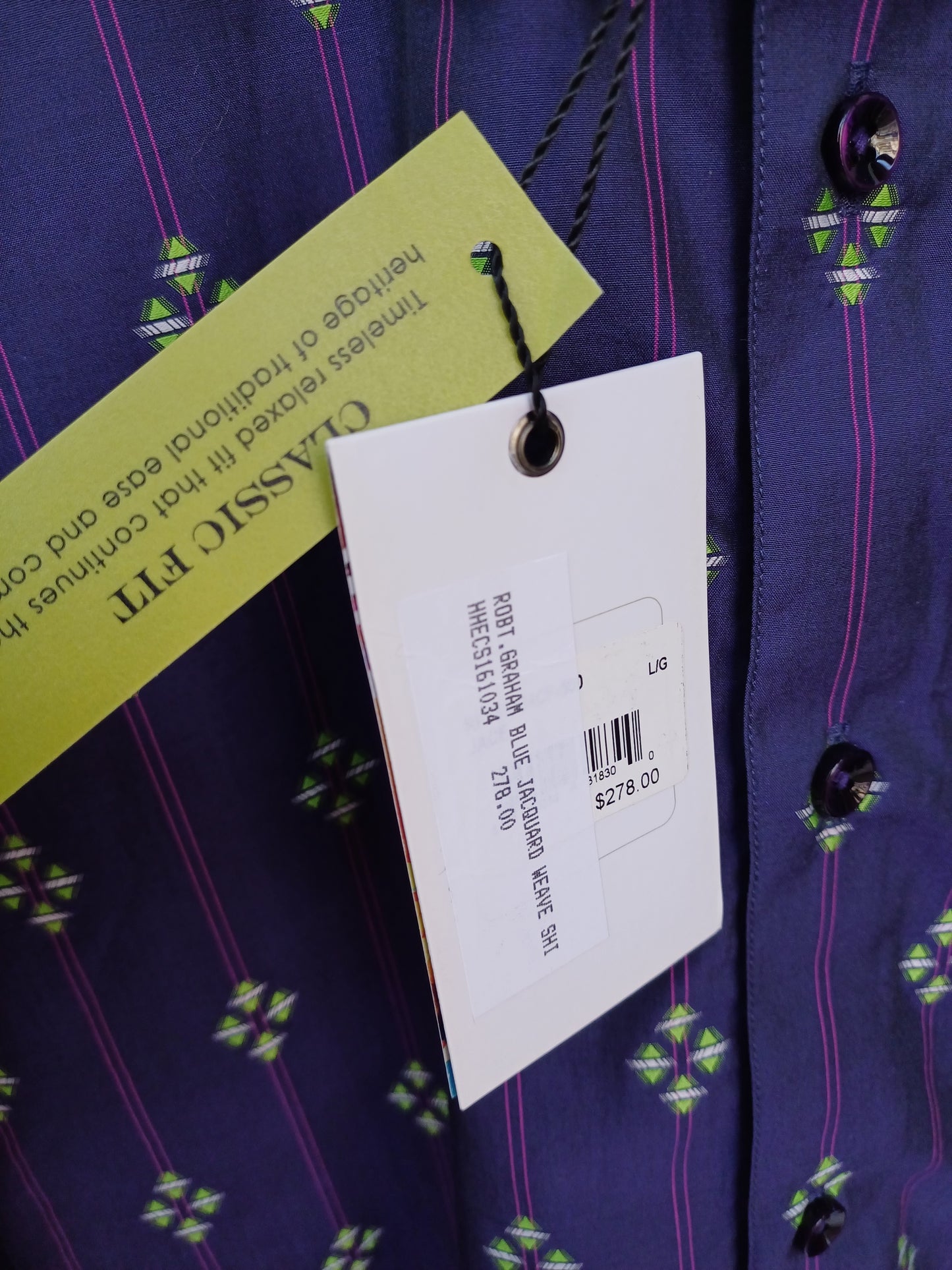 New With Tags $278 Robert Graham Classic Fit Button Shirt Mens L