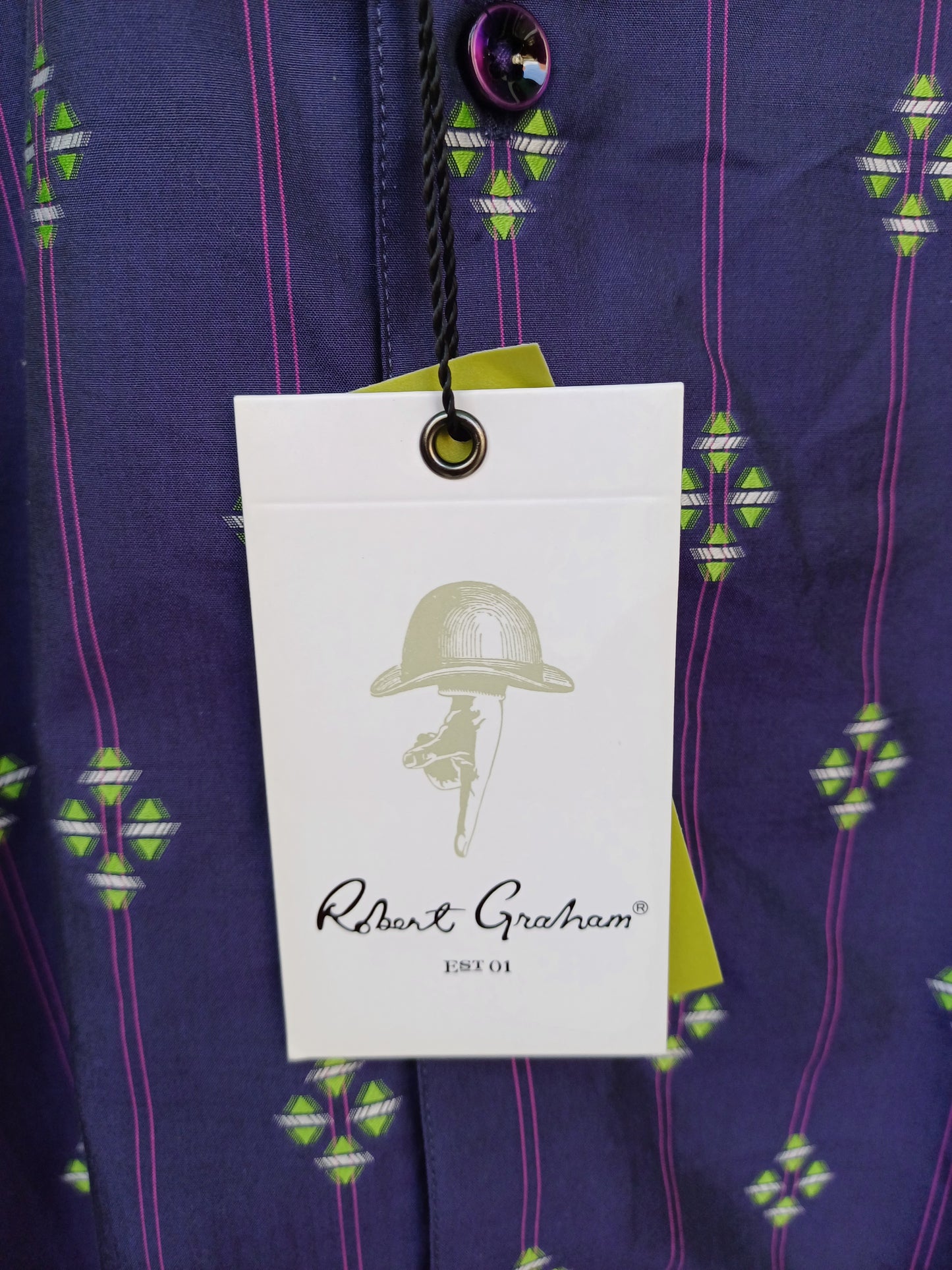 New With Tags $278 Robert Graham Classic Fit Button Shirt Mens L