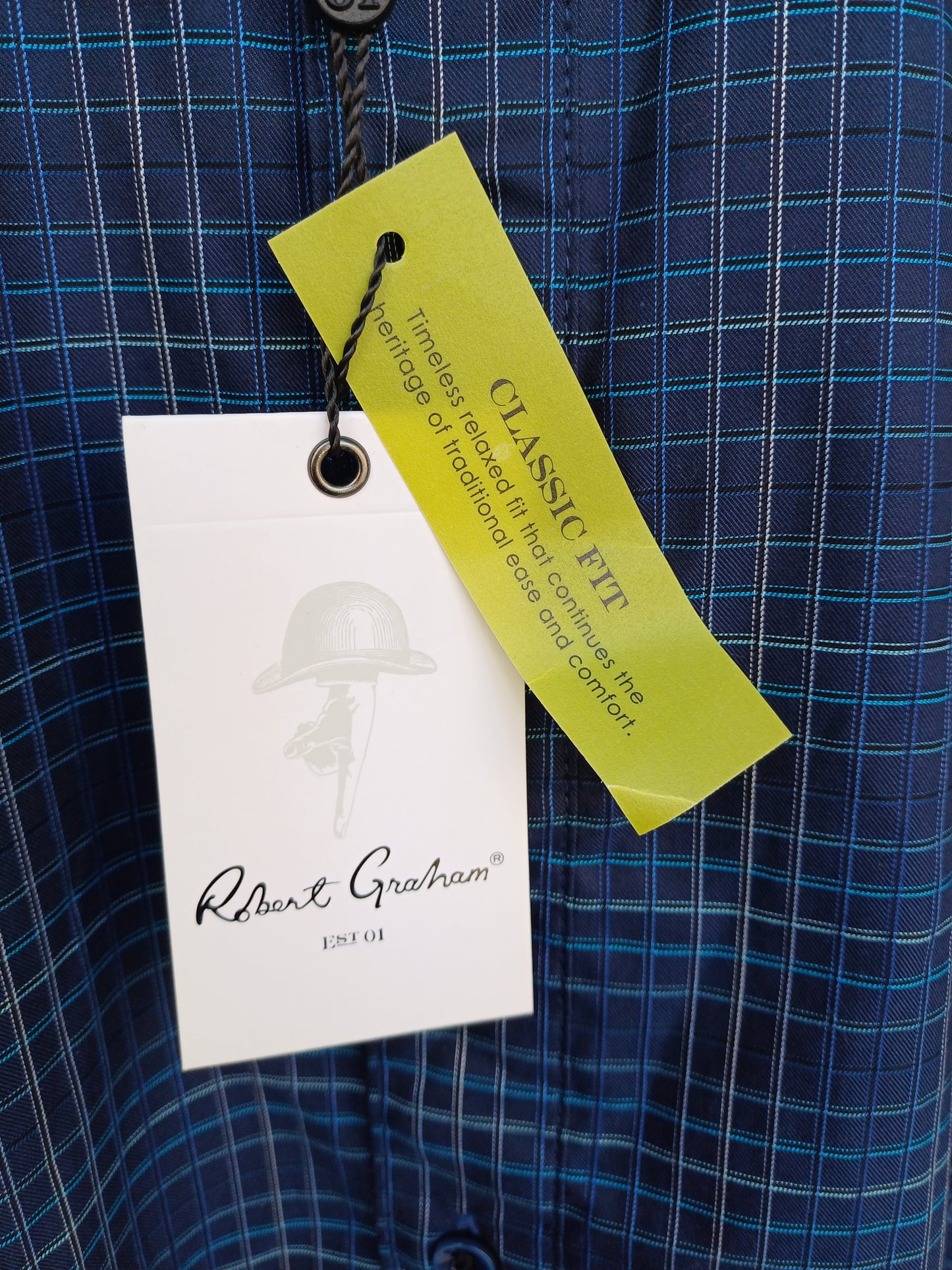 New With Tags $228 Robert Graham Classic Fit Check Shirt Mens L