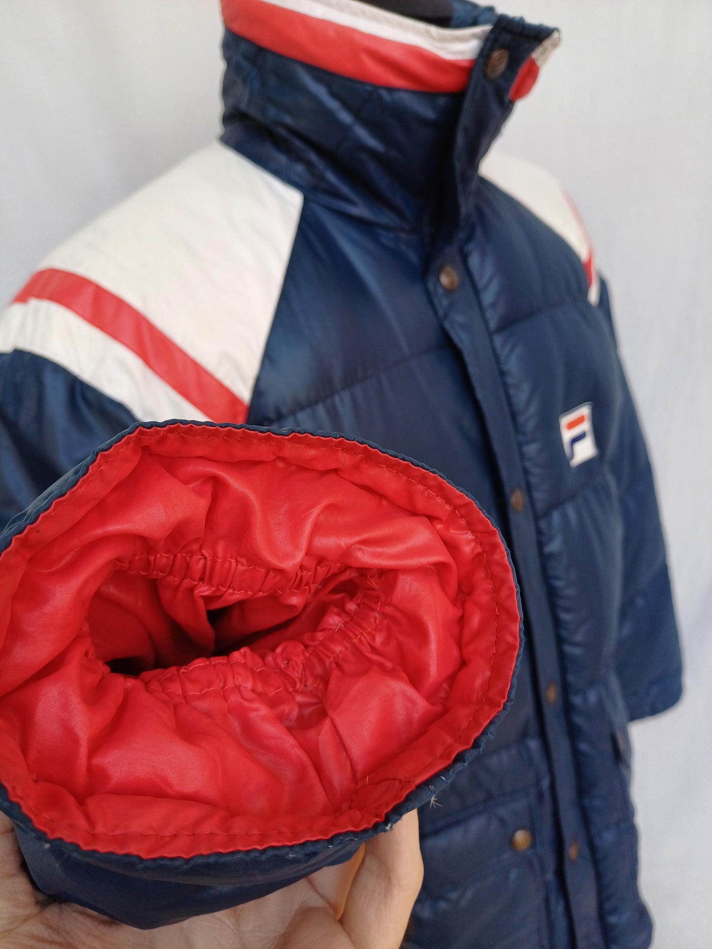 Vintage FILA Shiny Goose Down Nylon Puffer Jacket Mens M