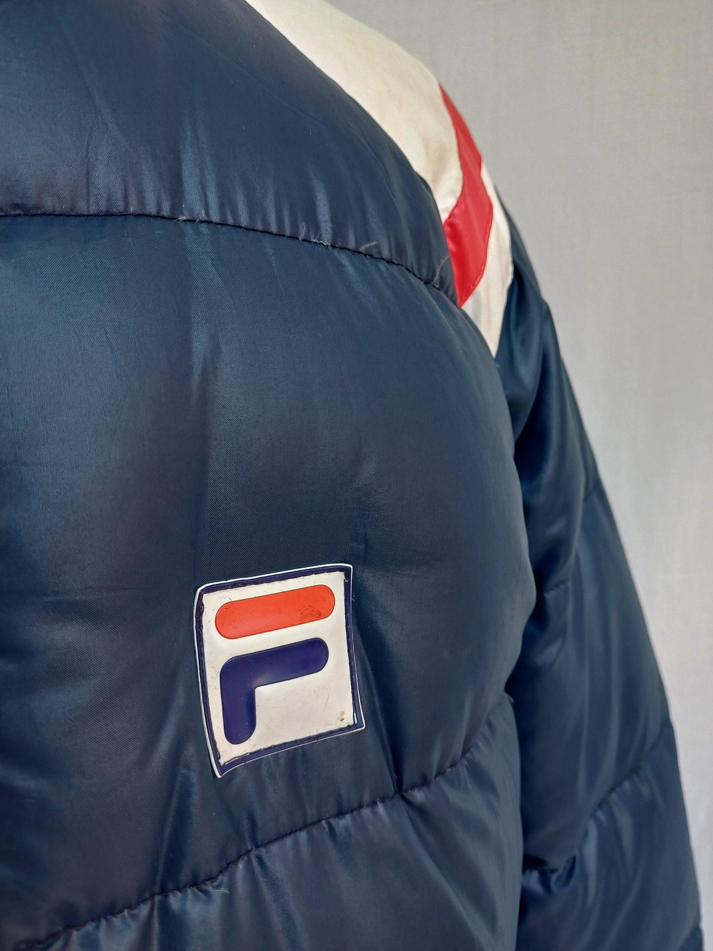 Vintage FILA Shiny Goose Down Nylon Puffer Jacket Mens M