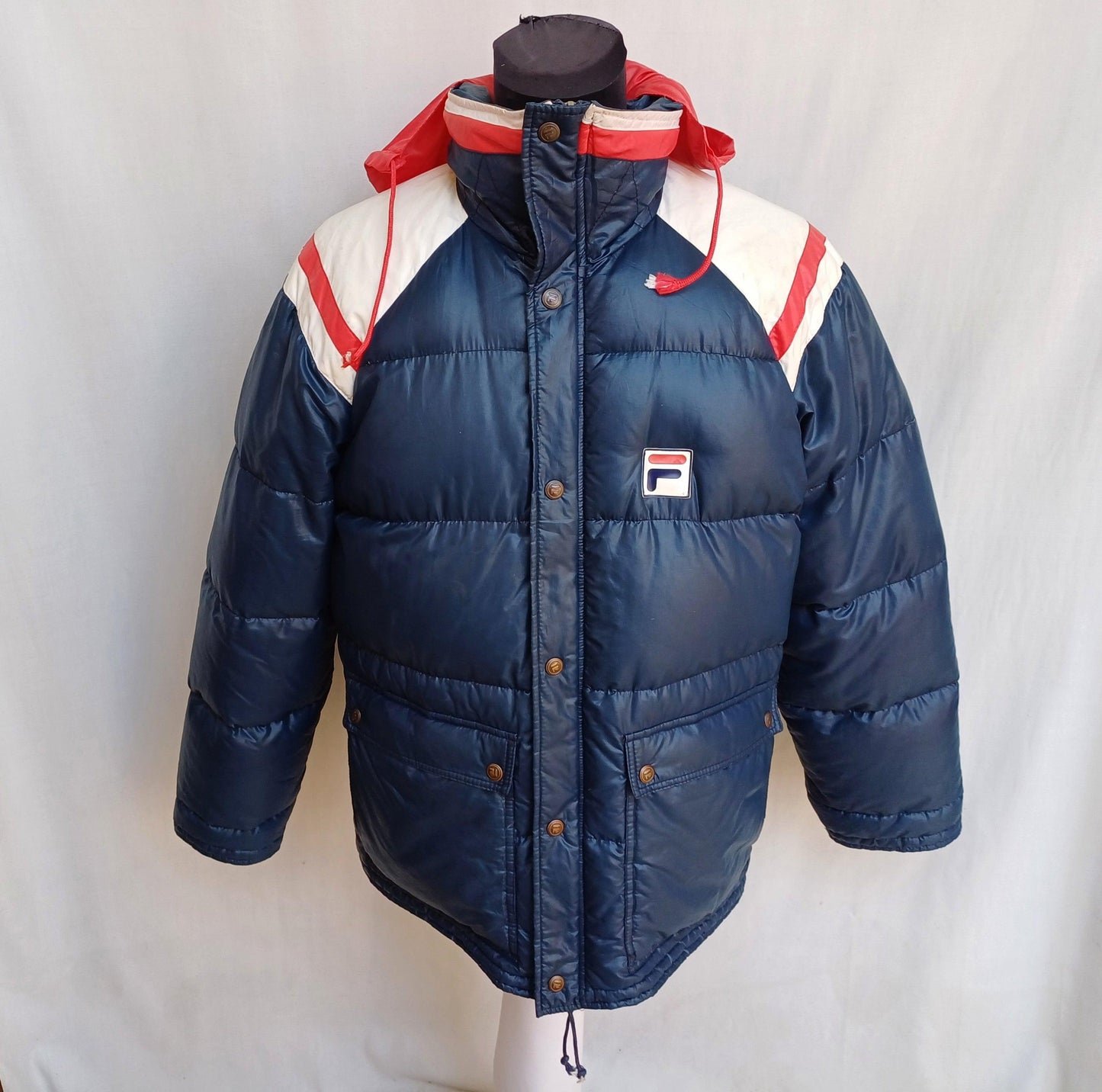 Vintage FILA Shiny Goose Down Nylon Puffer Jacket Mens M