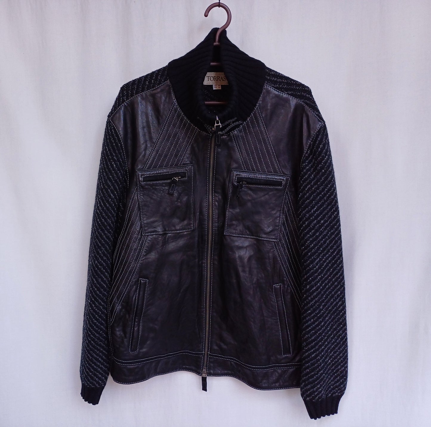 Torras Real Leather/Wool Mens Zip Jacket EU 50/US 40