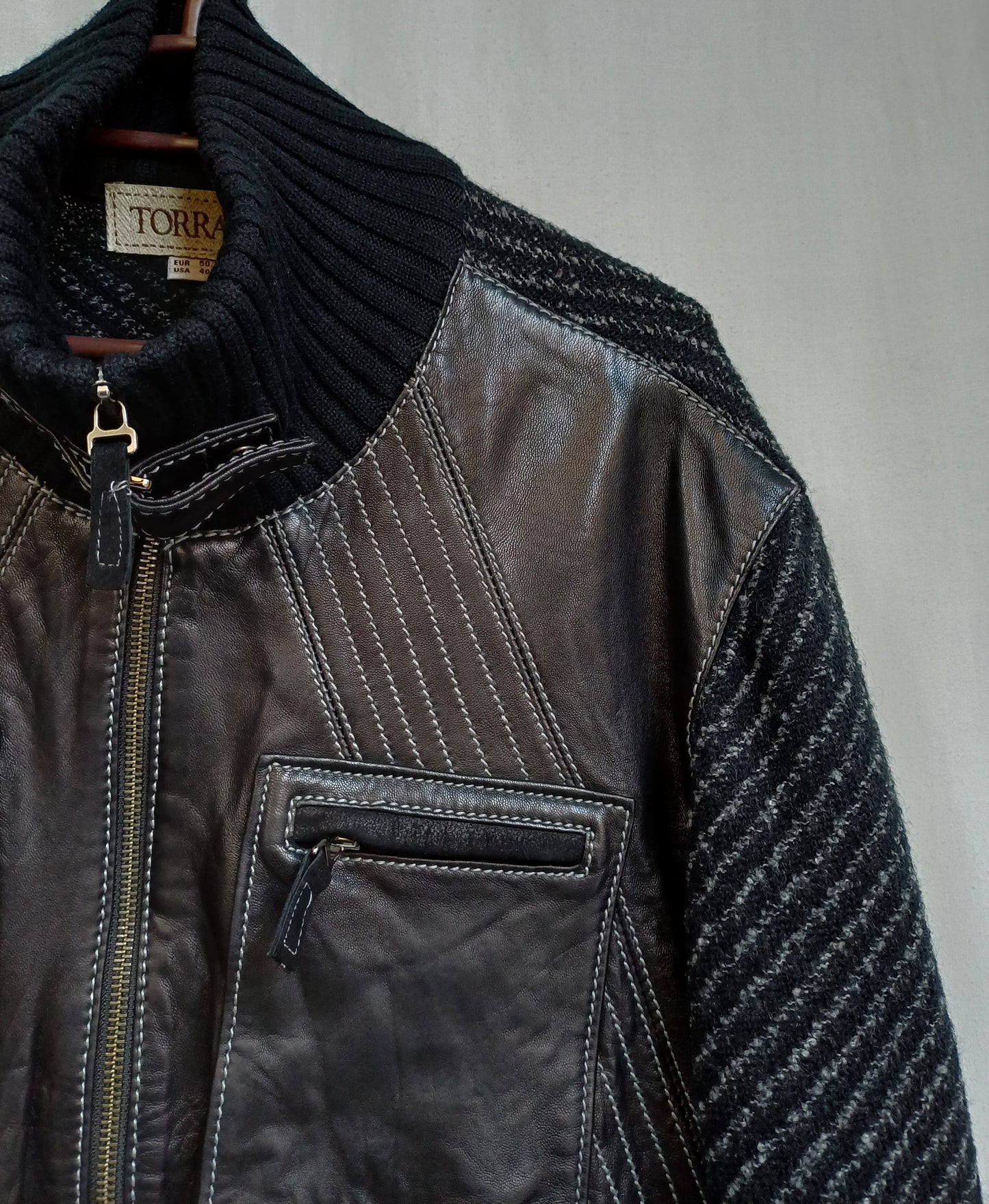 Torras Real Leather/Wool Mens Zip Jacket EU 50/US 40