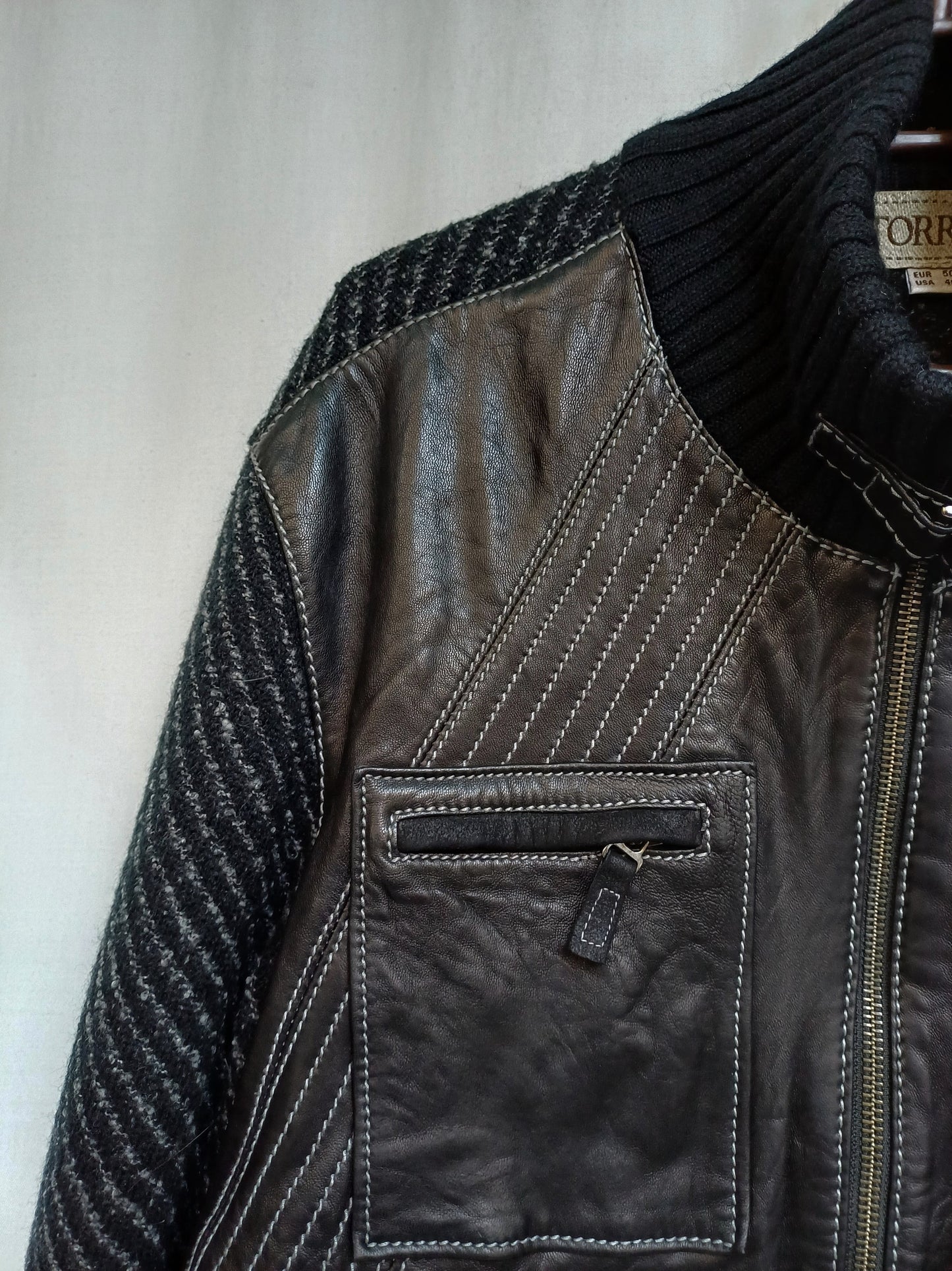 Torras Real Leather/Wool Mens Zip Jacket EU 50/US 40