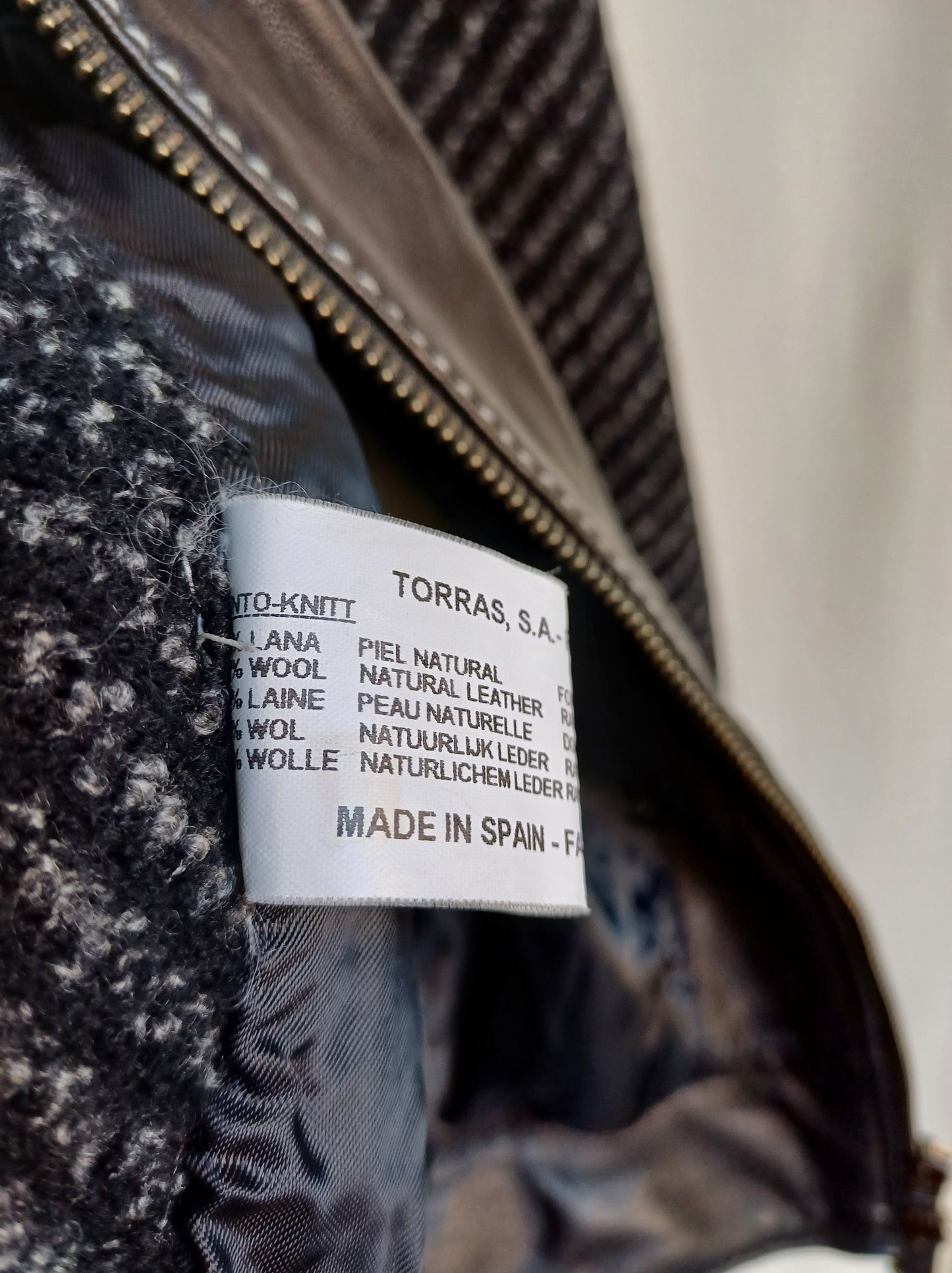 Torras Real Leather/Wool Mens Zip Jacket EU 50/US 40