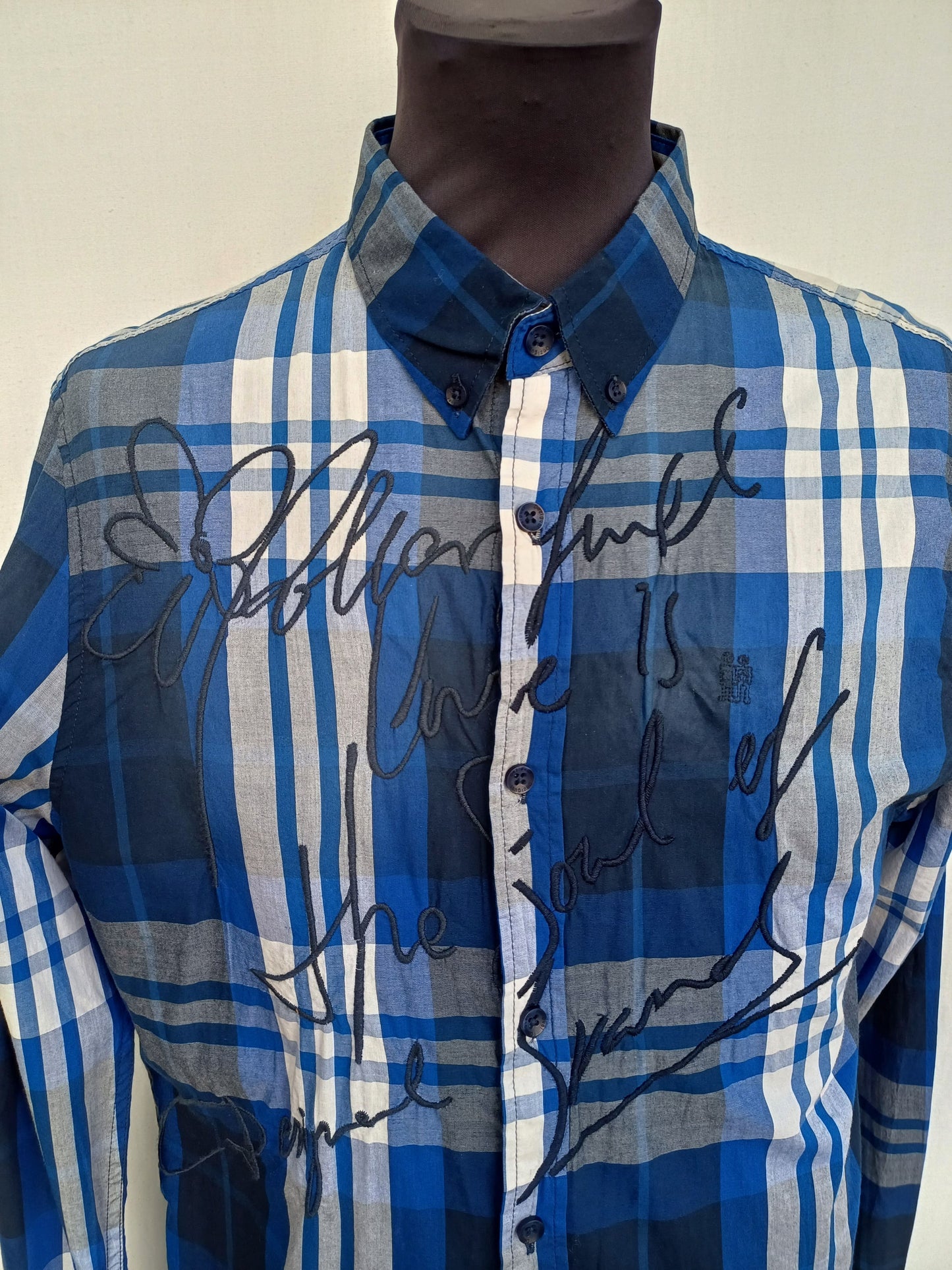 Desigual Regular Fit Cotton Button Down Shirt Mens L