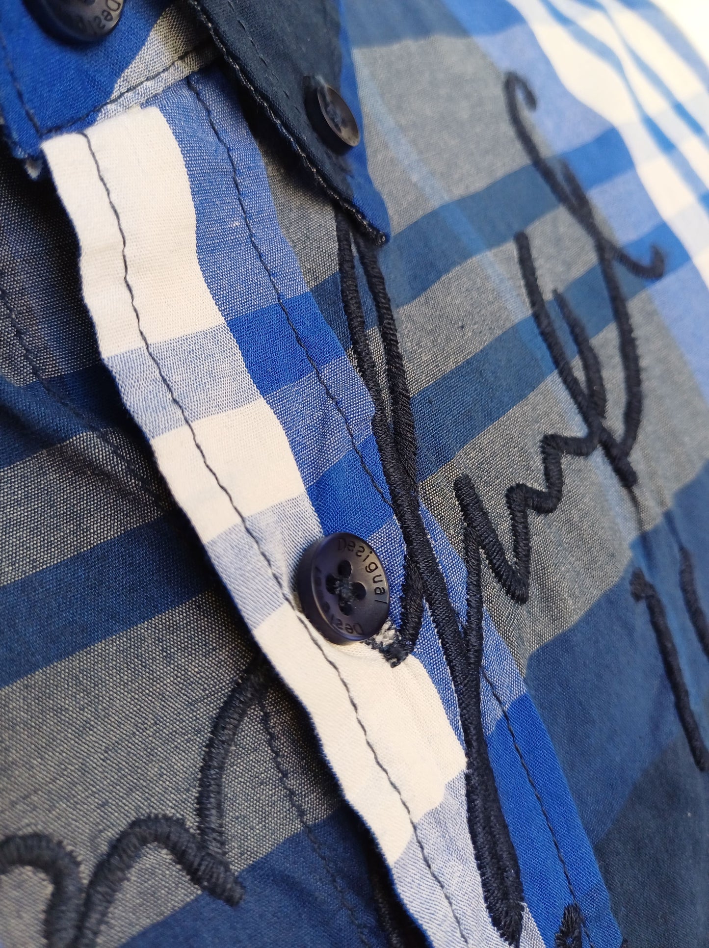 Desigual Regular Fit Cotton Button Down Shirt Mens L