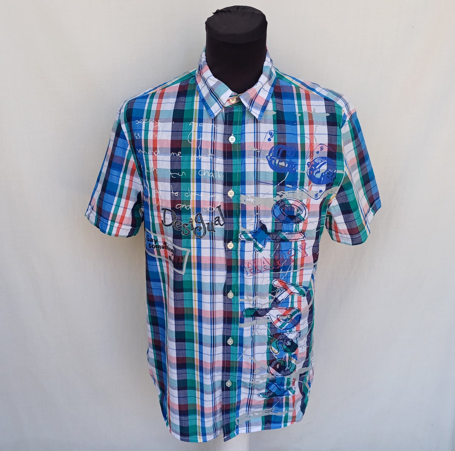 Desigual Regular Fit Cotton Button Down Shirt Mens M