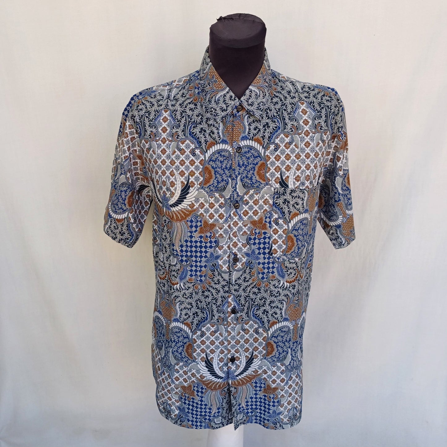 Vintage Bali Hawaiian Cotton Button Shirt Mens L