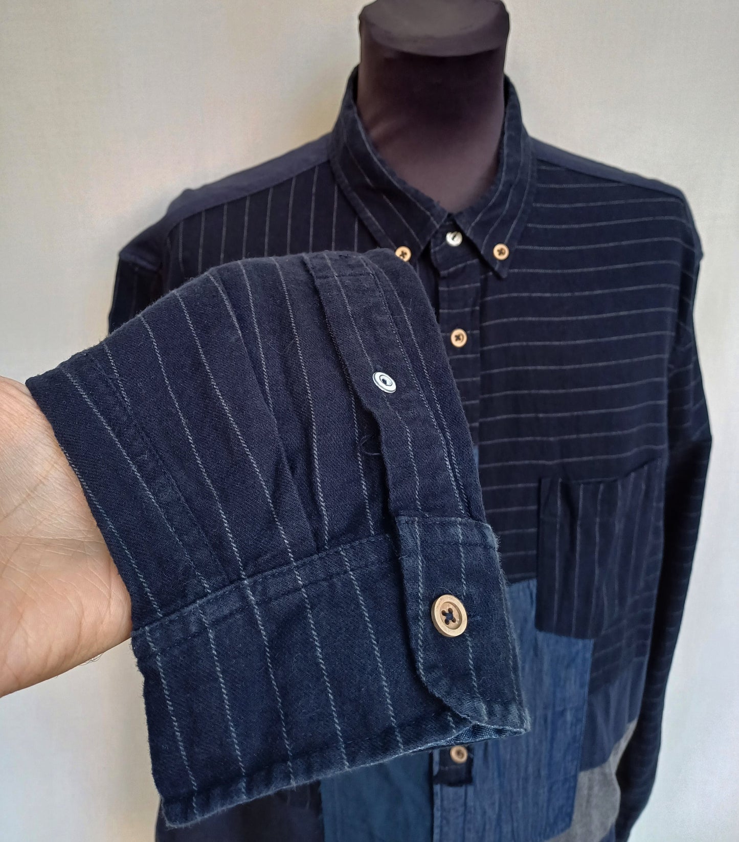 Desigual Regular Fit Patchwork Cotton Button Down Shirt Mens 2XL
