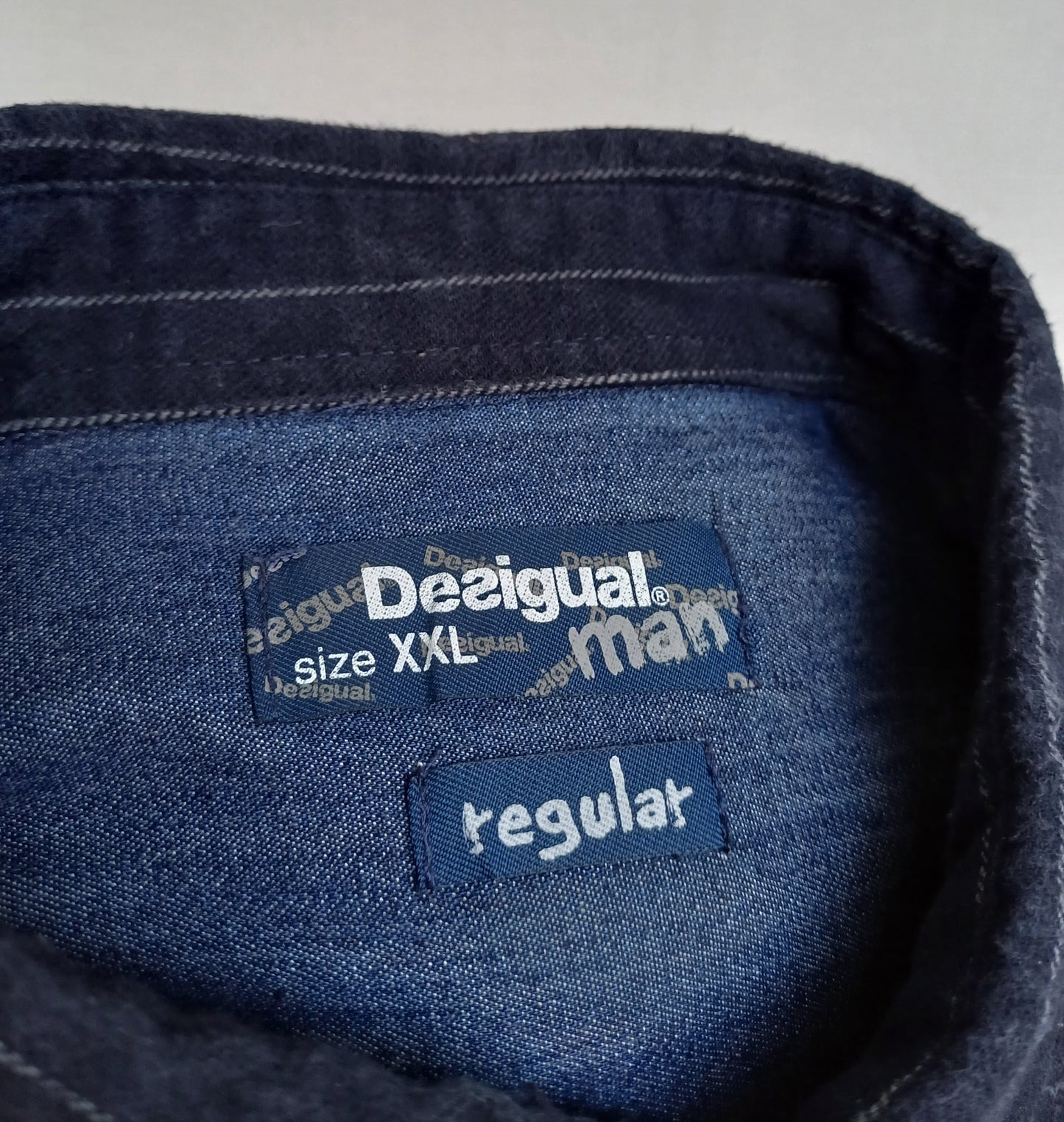 Desigual Regular Fit Patchwork Cotton Button Down Shirt Mens 2XL