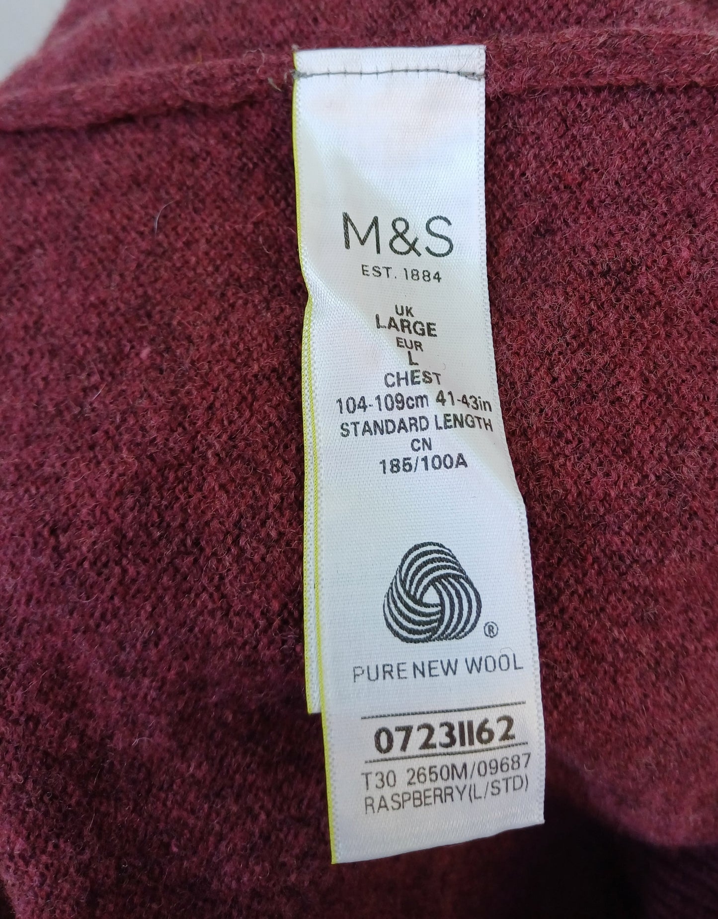 M&S Extra Fine Lambswool Pullover Sweater Mens L
