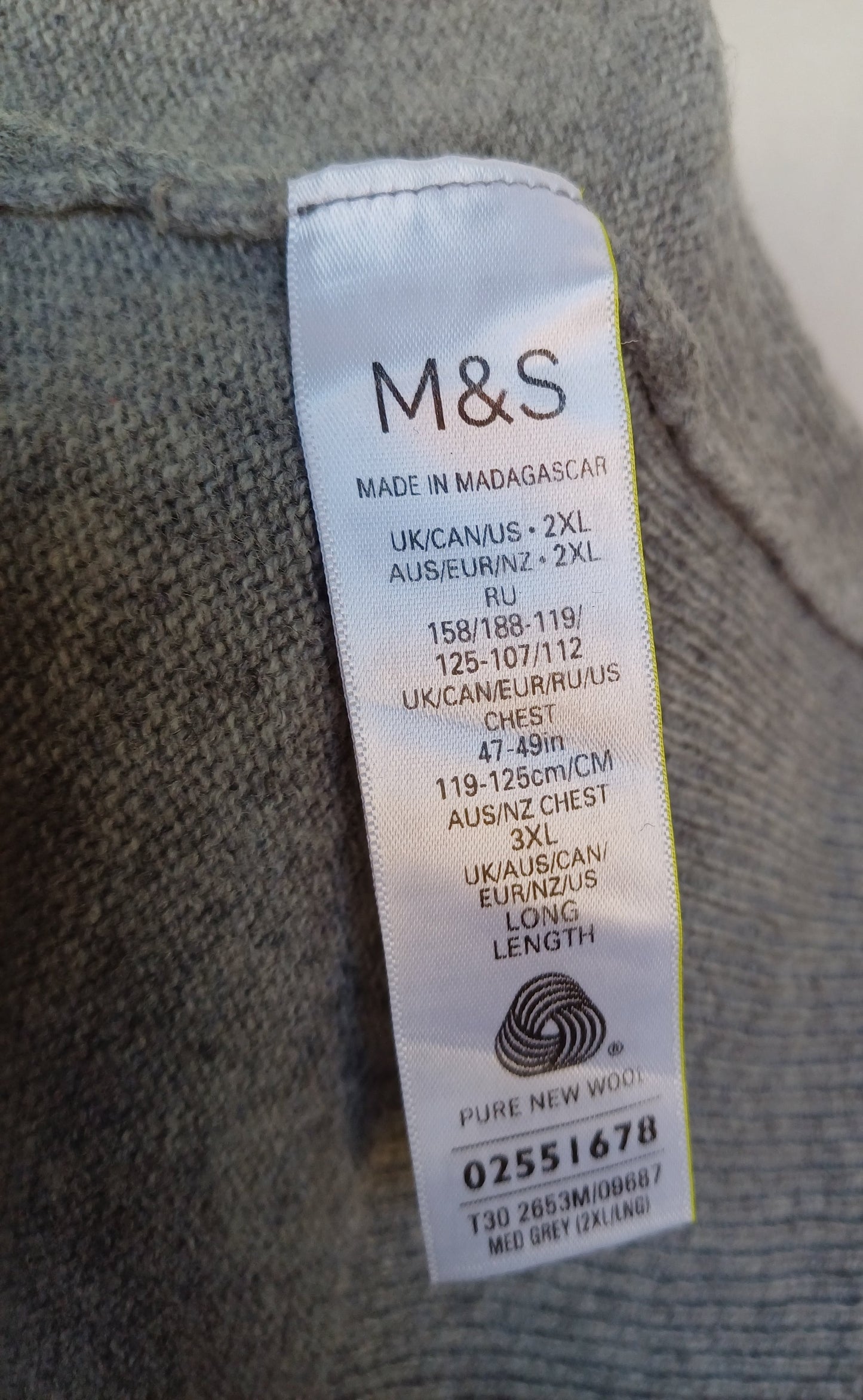 M&S Lambswool Pullover Sweater Mens 2XL