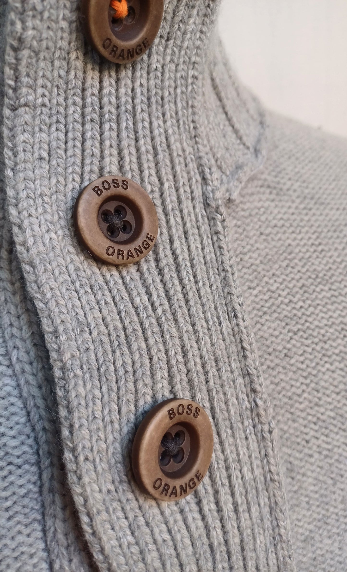 Hugo Boss Orange Wool/Cotton Button Pullover Knit Sweater Mens M
