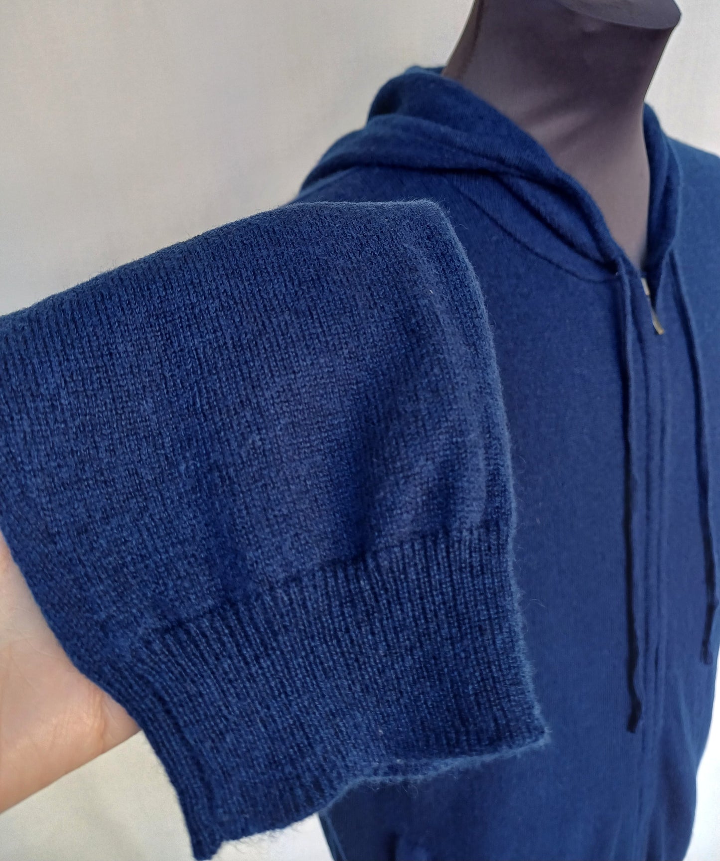Woolovers Full Zip Wool/Cashmere Hodded Cardigan Sweater Mens L