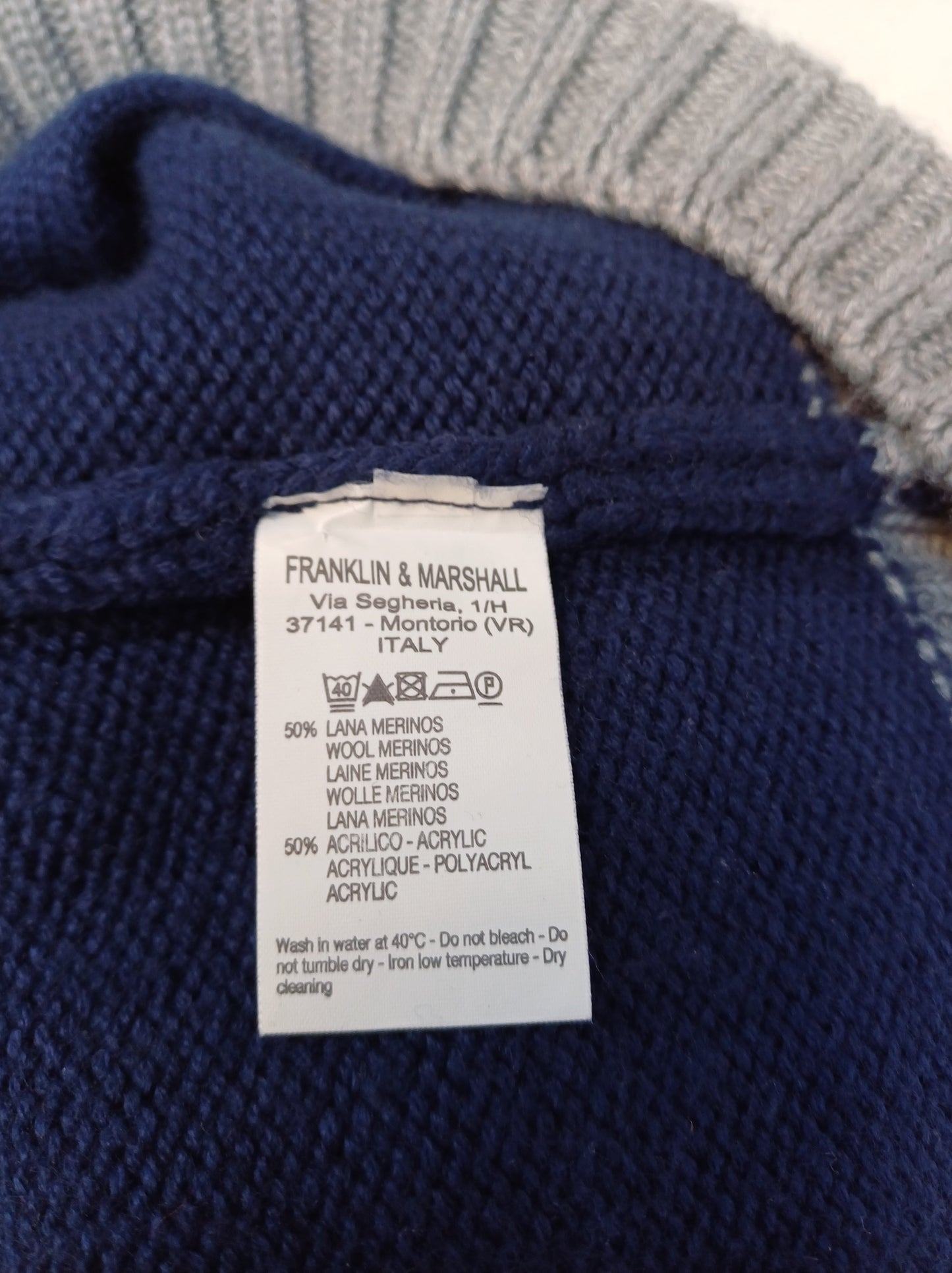 Franklin Marshall Shawl Collar Merino Wool Cardigan Mens L