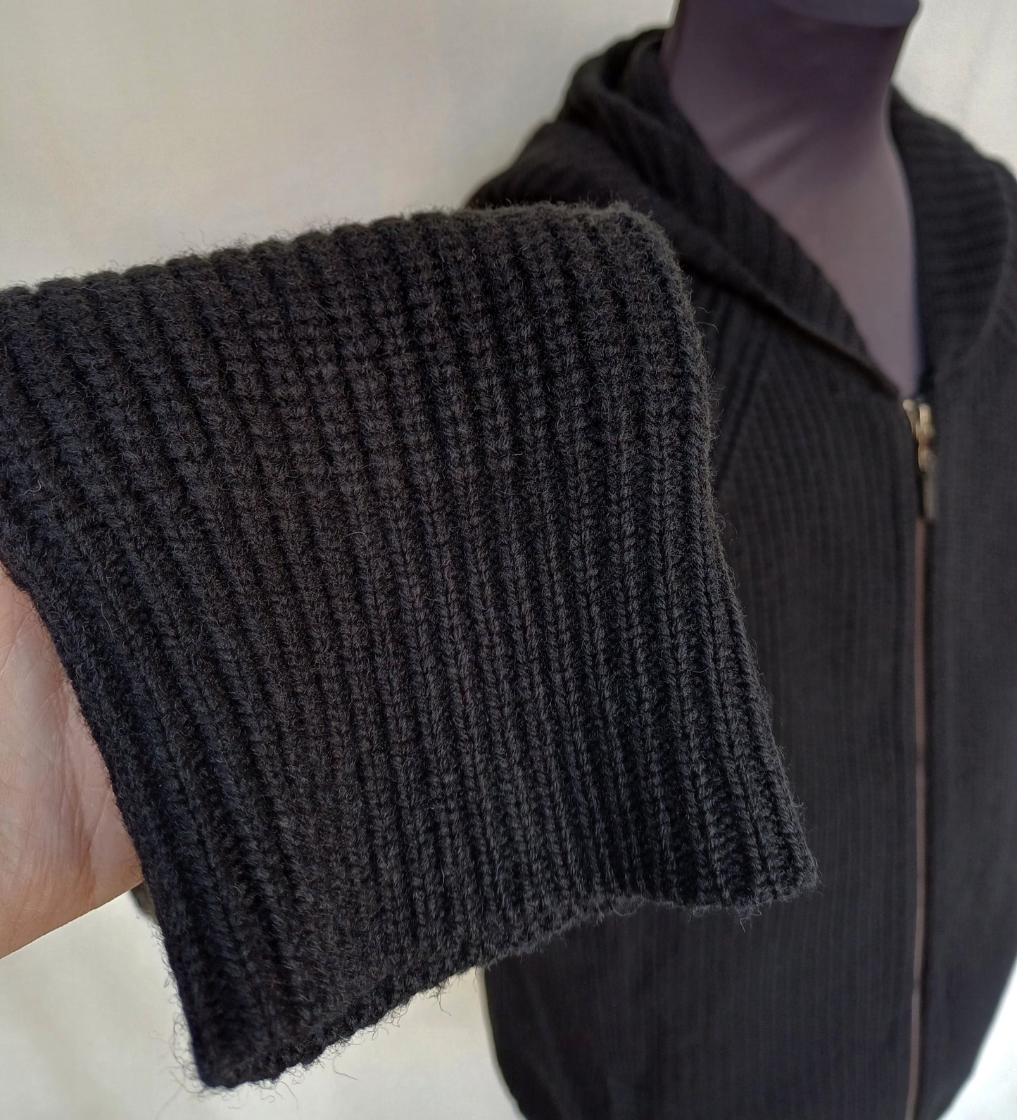 Michael Kors Leather Elbow Patch Cable Knit Shetland Wool Hoodie Cardigan Mens L