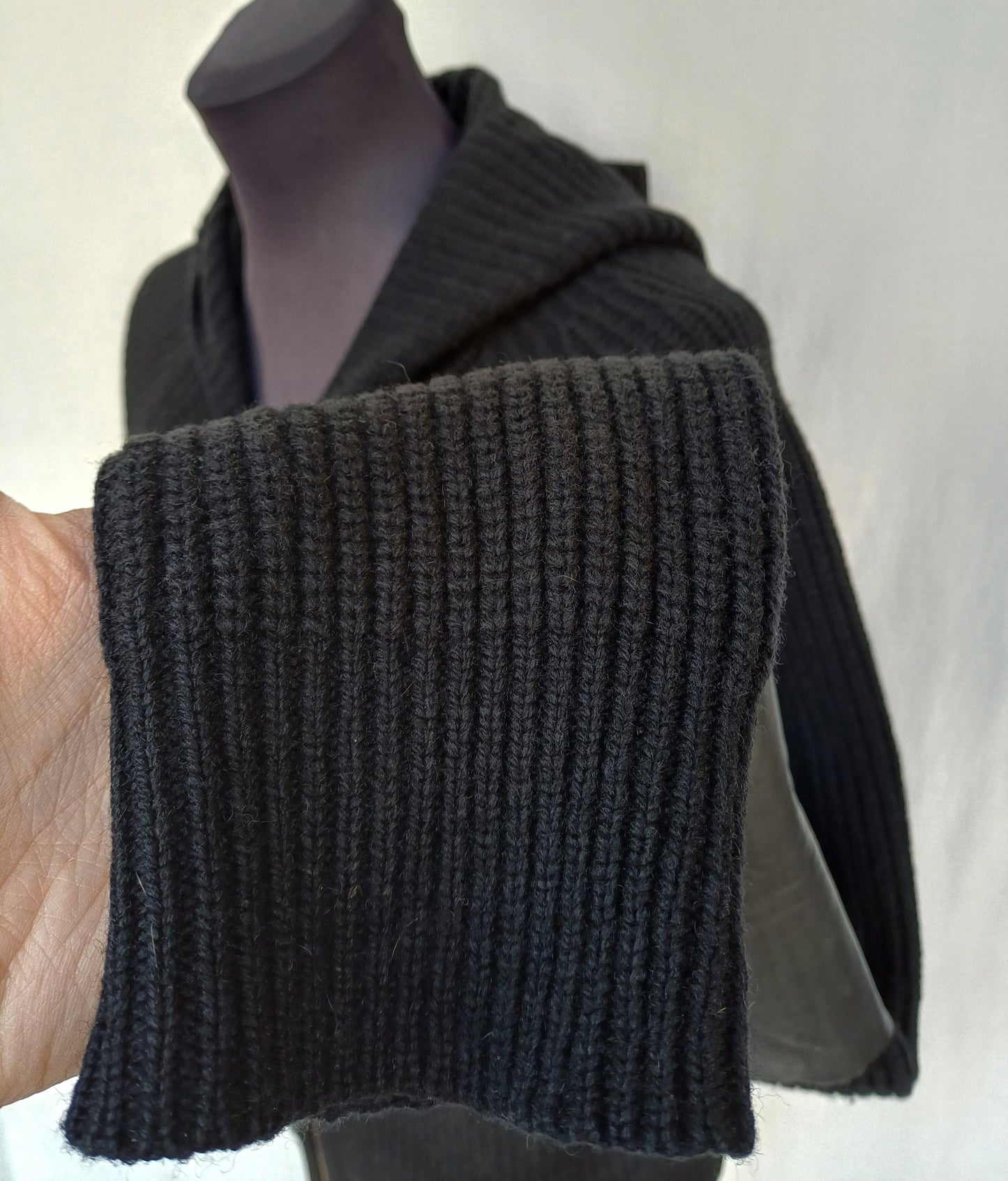 Michael Kors Leather Elbow Patch Cable Knit Shetland Wool Hoodie Cardigan Mens L