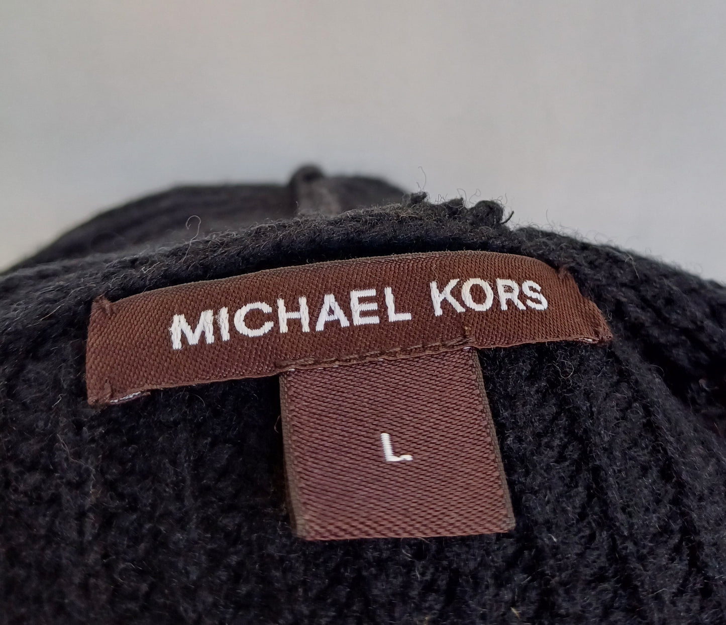 Michael Kors Leather Elbow Patch Cable Knit Shetland Wool Hoodie Cardigan Mens L