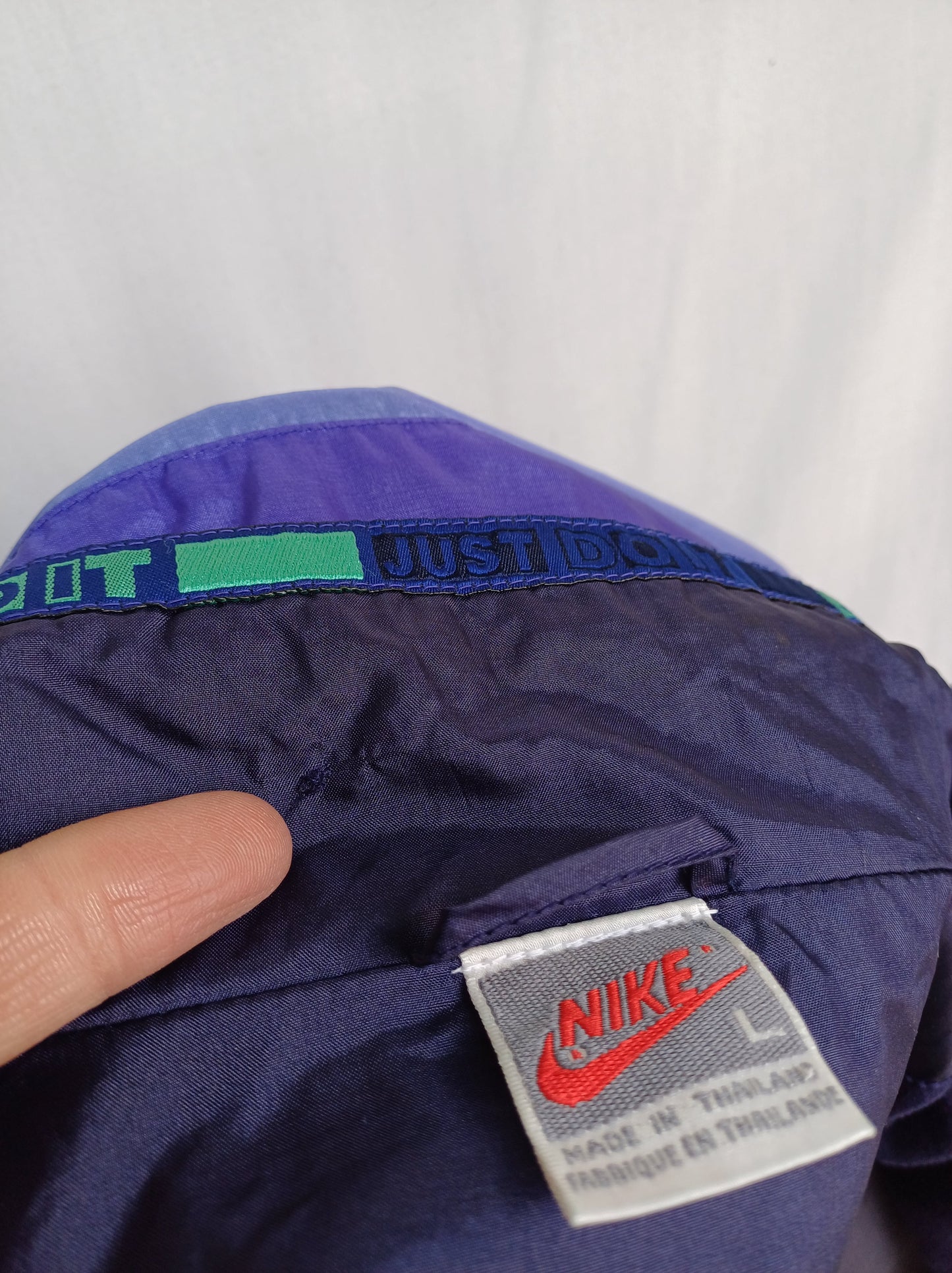 Vintage Nike Just Do It Big Logo Windbreaker Track Top Jacket Mens L