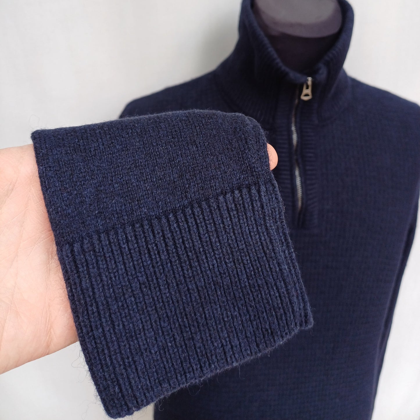 Hugo Boss Orange Wool/Cotton Zip Pullover Knit Sweater Mens M