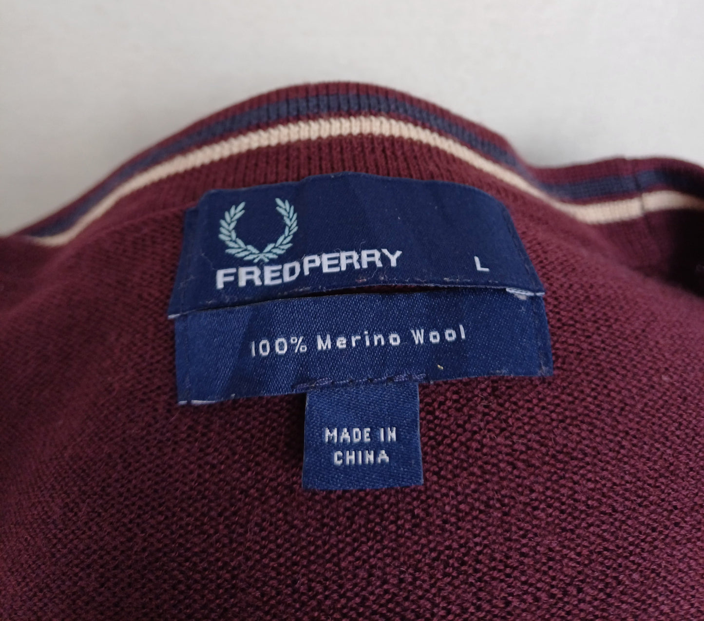 Fred Perry Merino Wool Button Cardigan Mens L