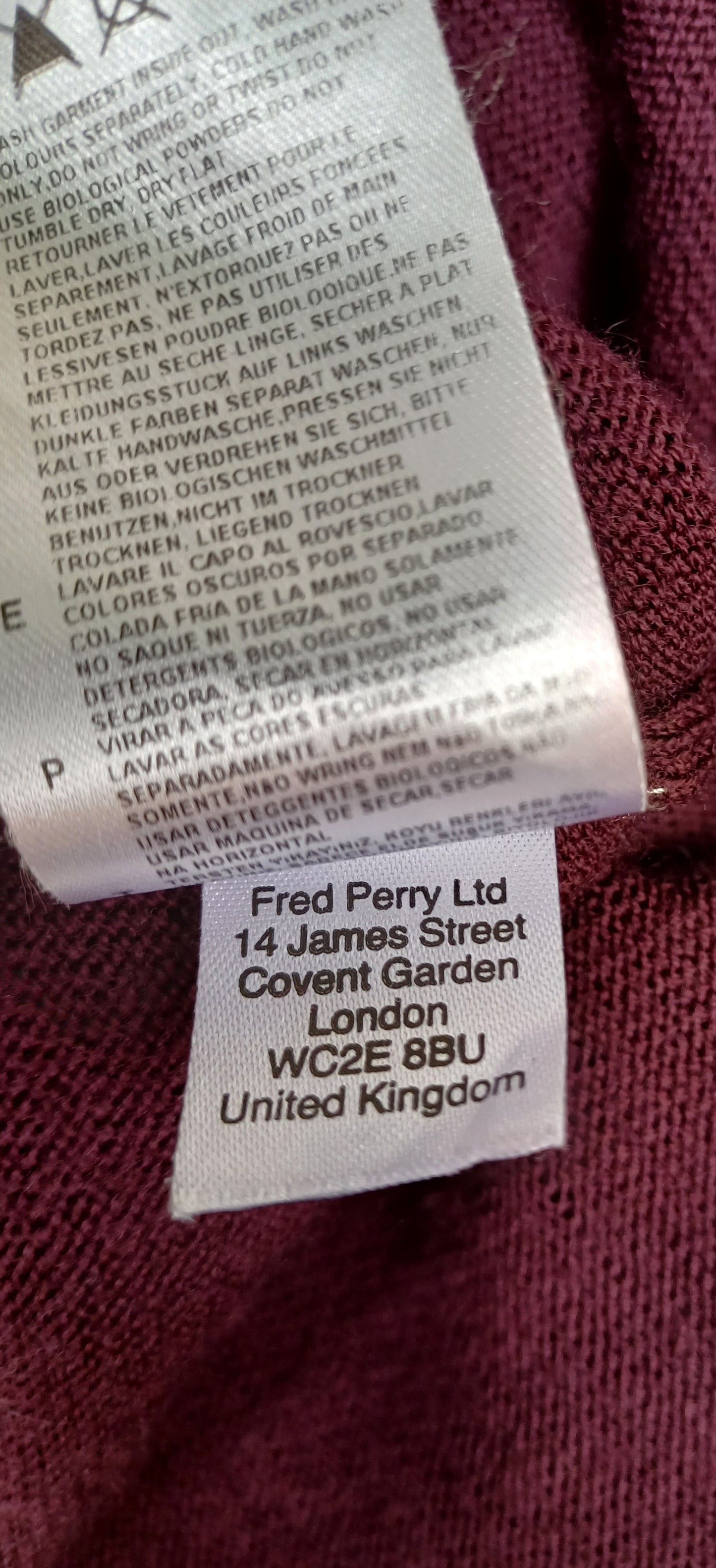 Fred Perry Merino Wool Button Cardigan Mens L