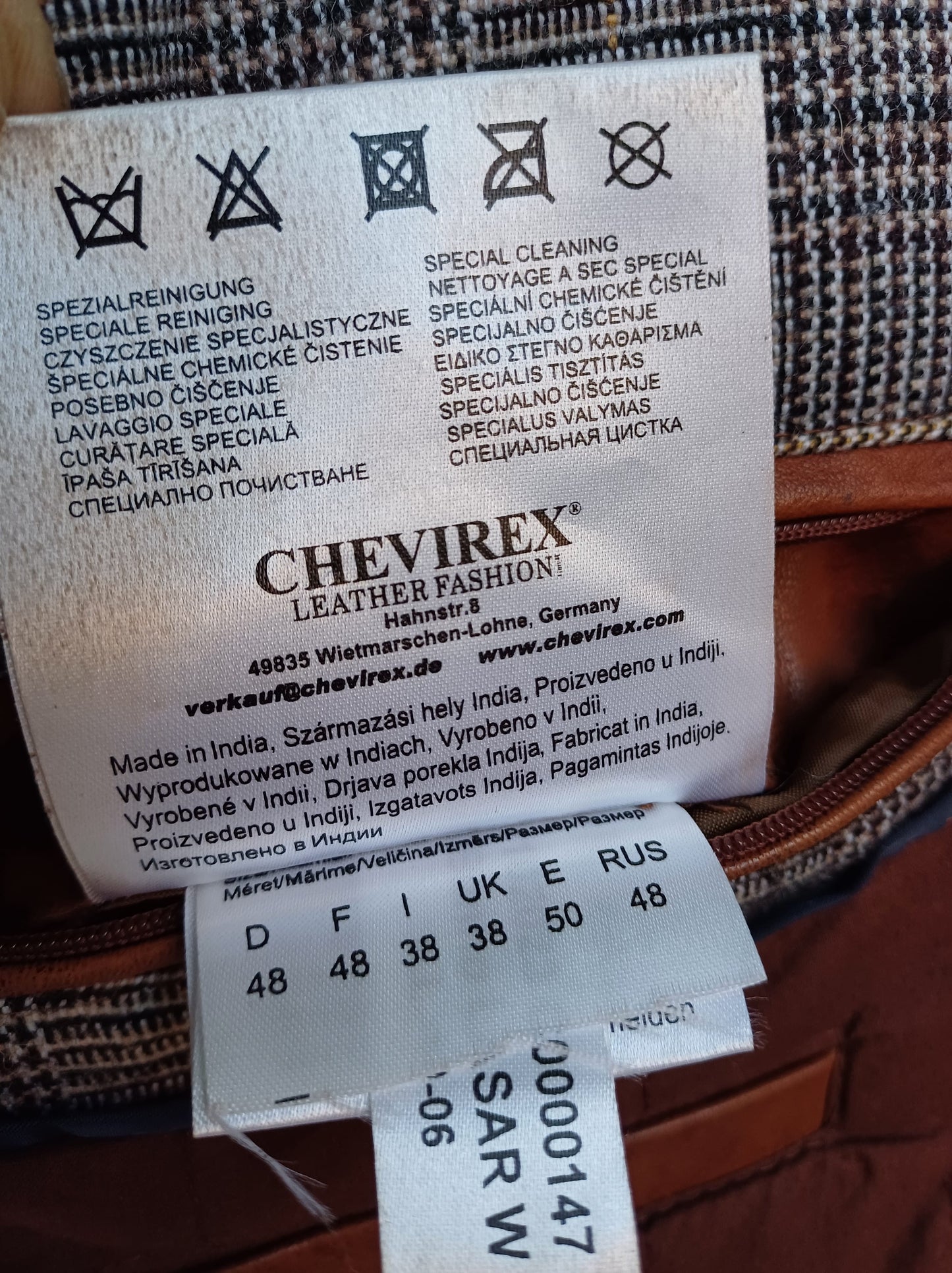 Chevirex Motorcycle Style Real Leather Jacket Mens 48/50