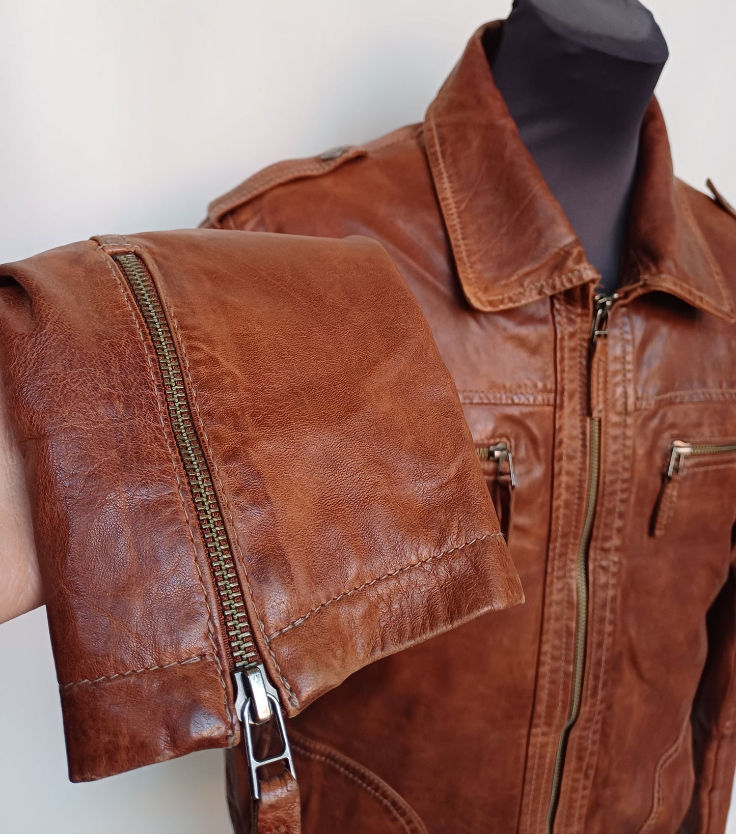 Chevirex Motorcycle Style Real Leather Jacket Mens 48/50