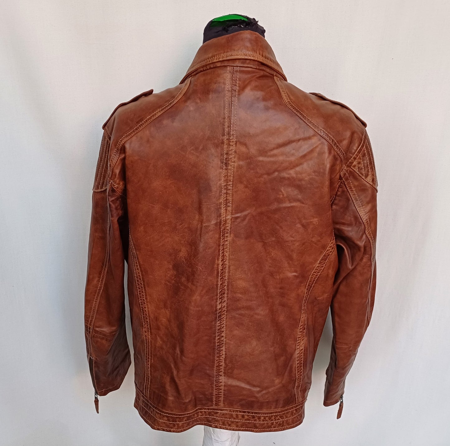 Chevirex Motorcycle Style Real Leather Jacket Mens 48/50