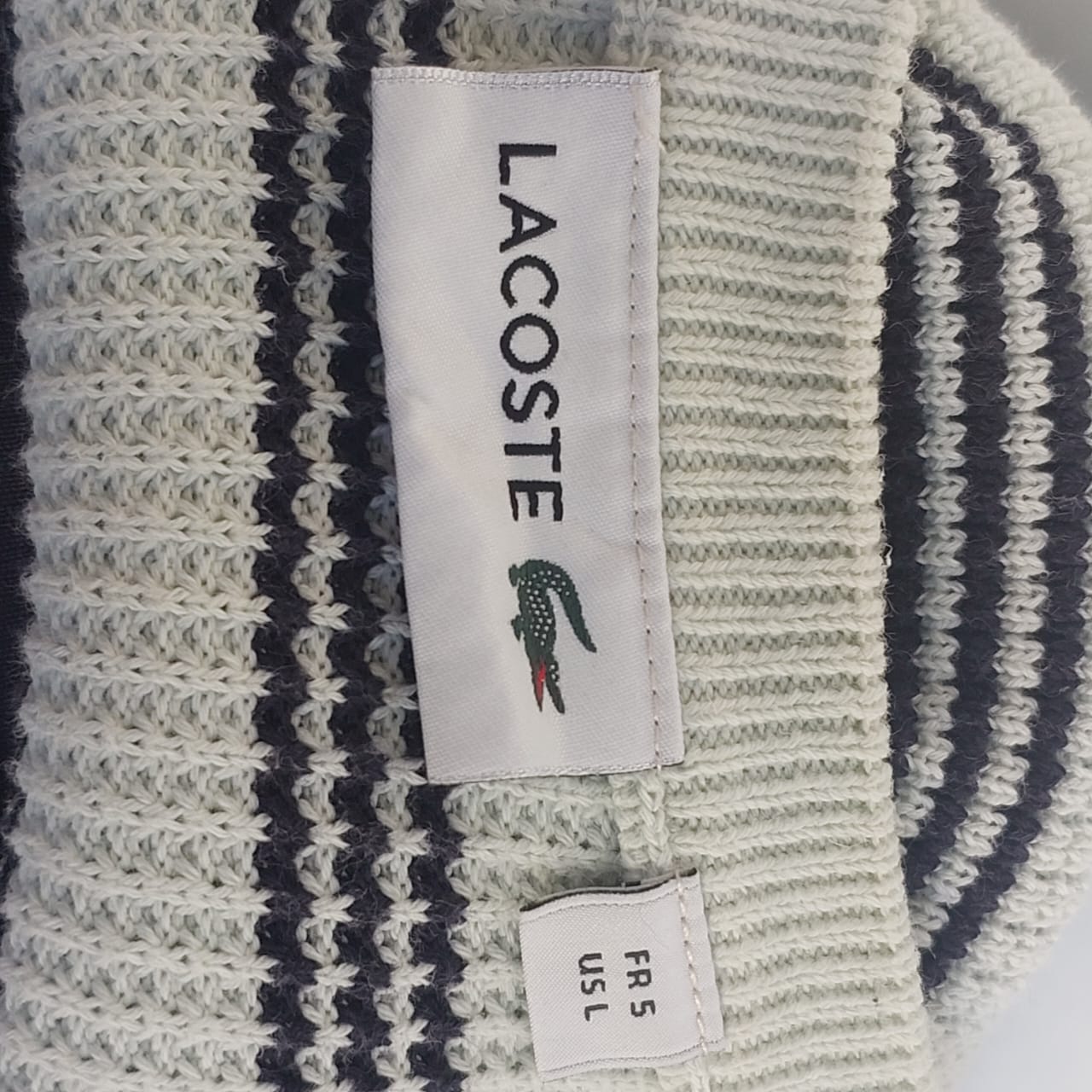 Lacoste 100% Cotton Striped Sweater Mens L