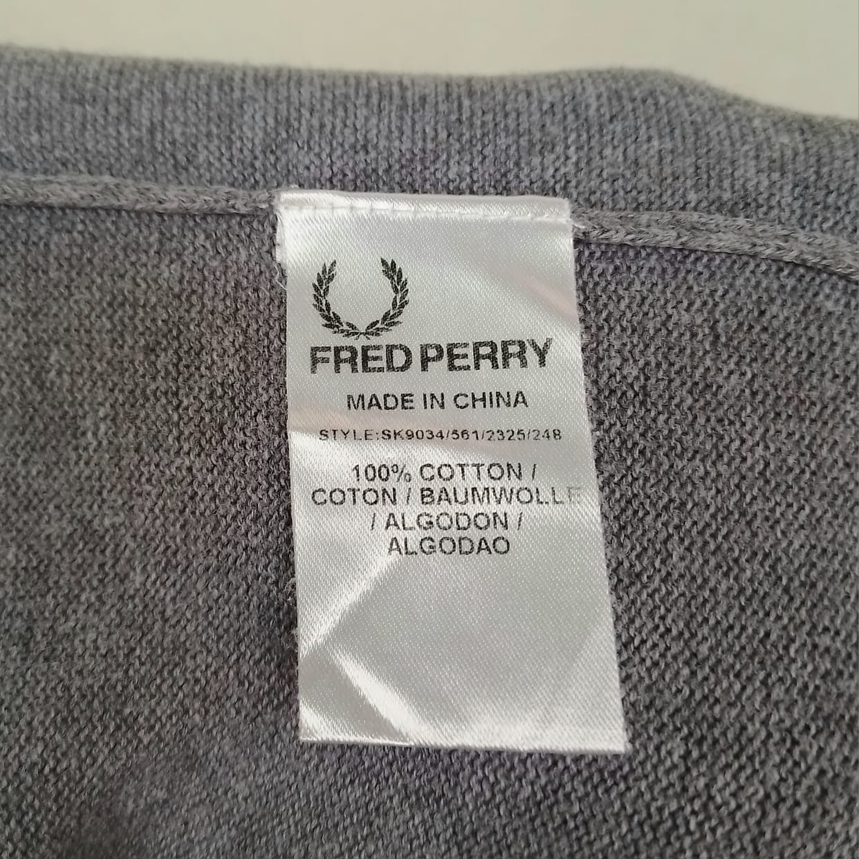 Fred Perry 100% Cotton Pullover Sweater Mens S