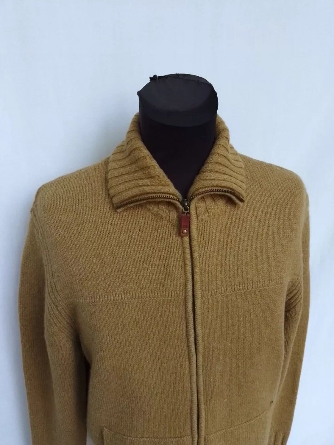 Massimo Dutti Full Zip Wool Sweater Mens L