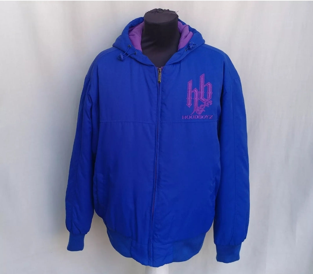 Hoodboyz Big Logo Hooded Bomber Jacket Mens XL