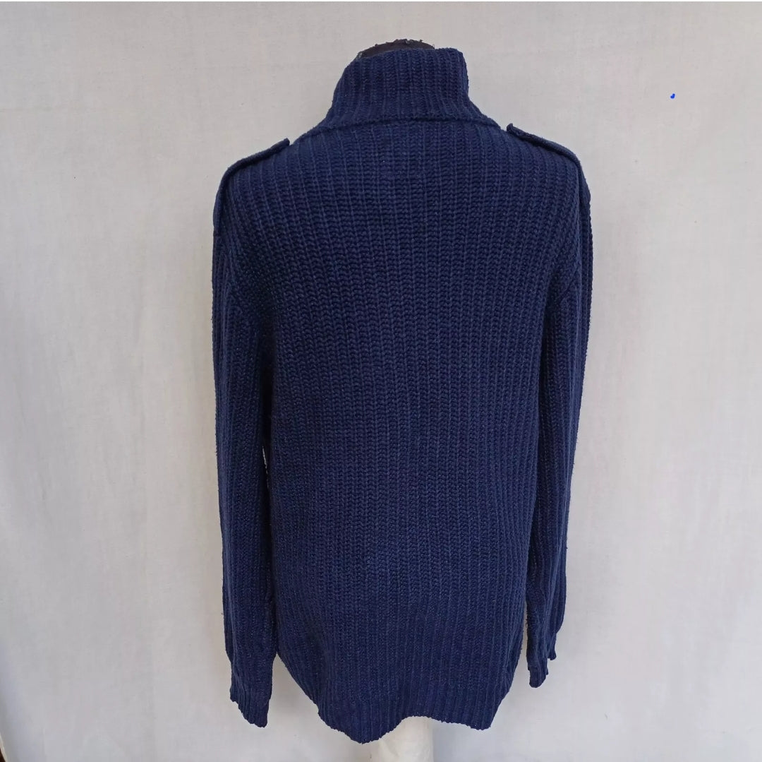 Desigual Spell Out Wool/Nylon Zip/Button Knit Jacket Mens 2XL