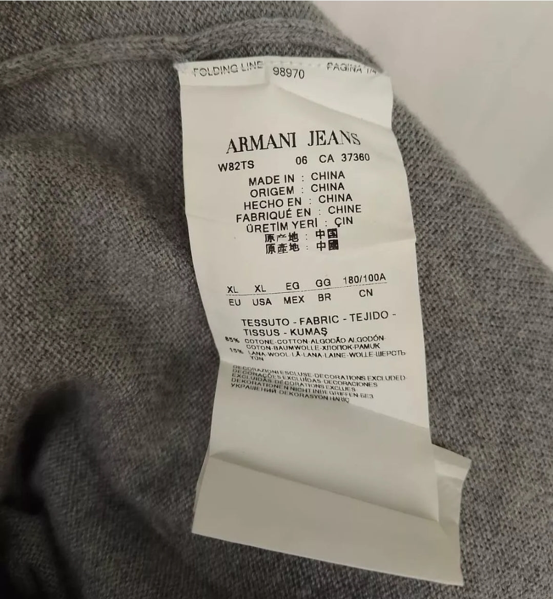 Armani Jeans Slim Fit Cotton/Wool Pullover Sweater Mens XL