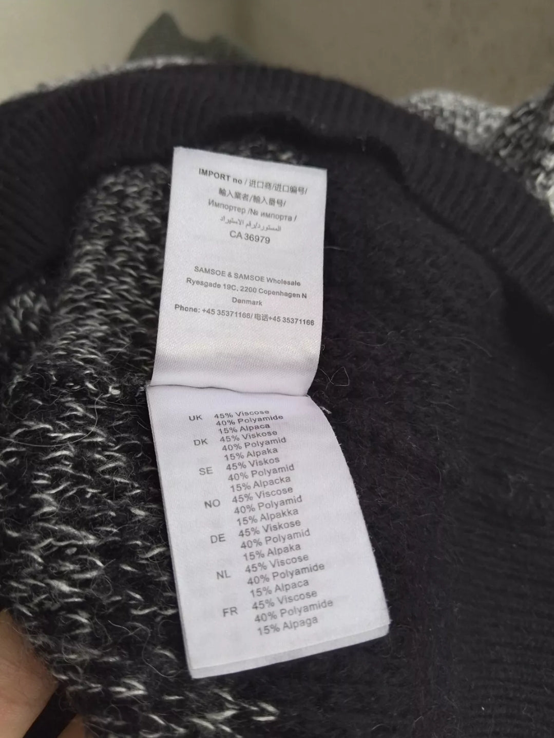 Samsoe Alpaca/Viscose Crew Neck Pullover Sweater Mens L