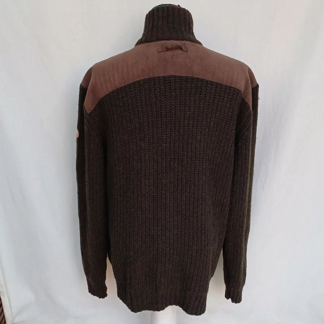 Fjallraven Lambswool Groose Knit Sweater Zip Jacket Mens XL