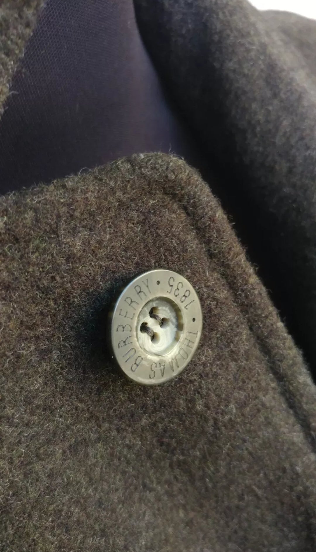 Vintage Thomas Burberry Wool Coat Jacket Dark Green Mens XL