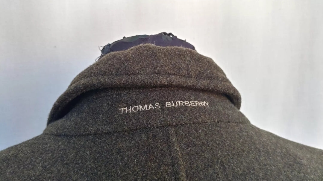 Vintage Thomas Burberry Wool Coat Jacket Dark Green Mens XL