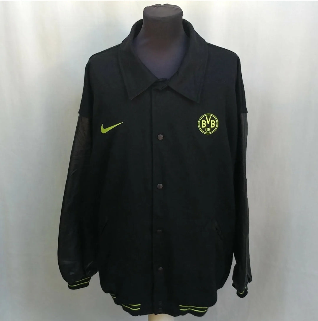 Vintage Borussia Dortmund Nike Premier Varsity Bomber Wool Leather Jacket Mens 2XL