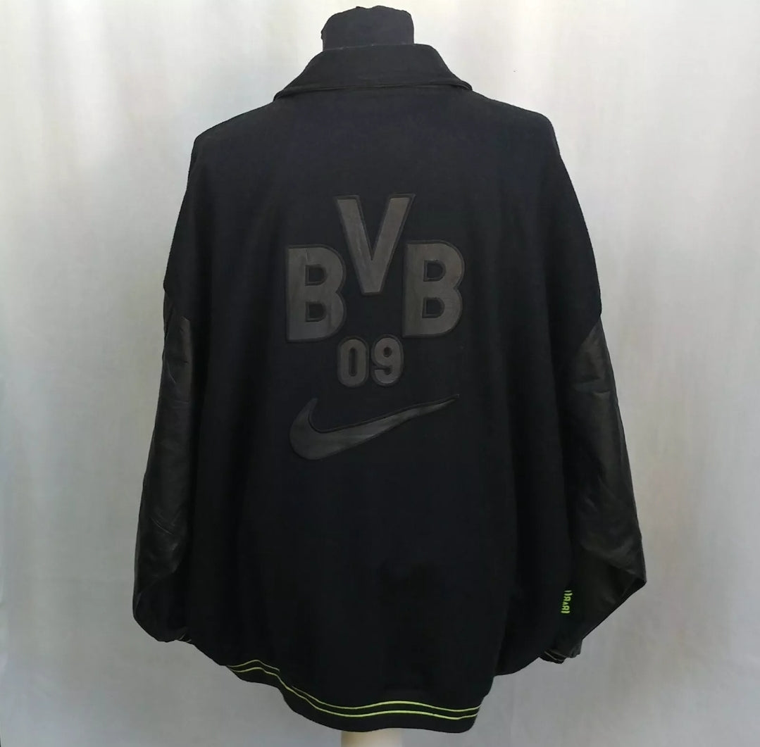 Vintage Borussia Dortmund Nike Premier Varsity Bomber Wool Leather Jacket Mens 2XL