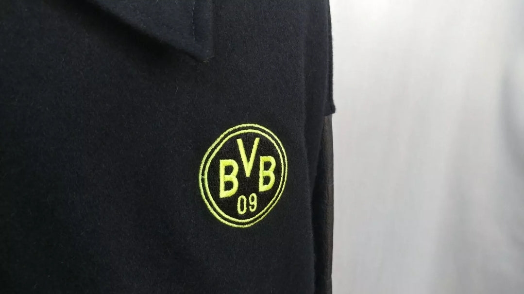 Vintage Borussia Dortmund Nike Premier Varsity Bomber Wool Leather Jacket Mens 2XL