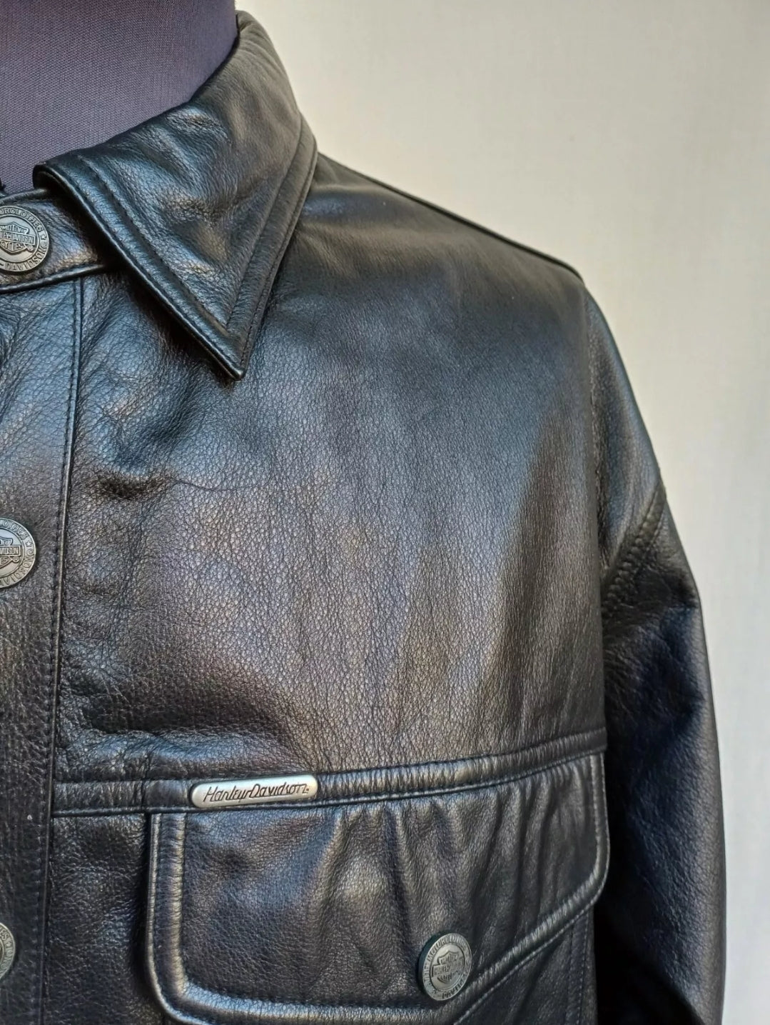 Harley Davidson Snap Lined Motorcycle Real Leather Jacket Mens XL