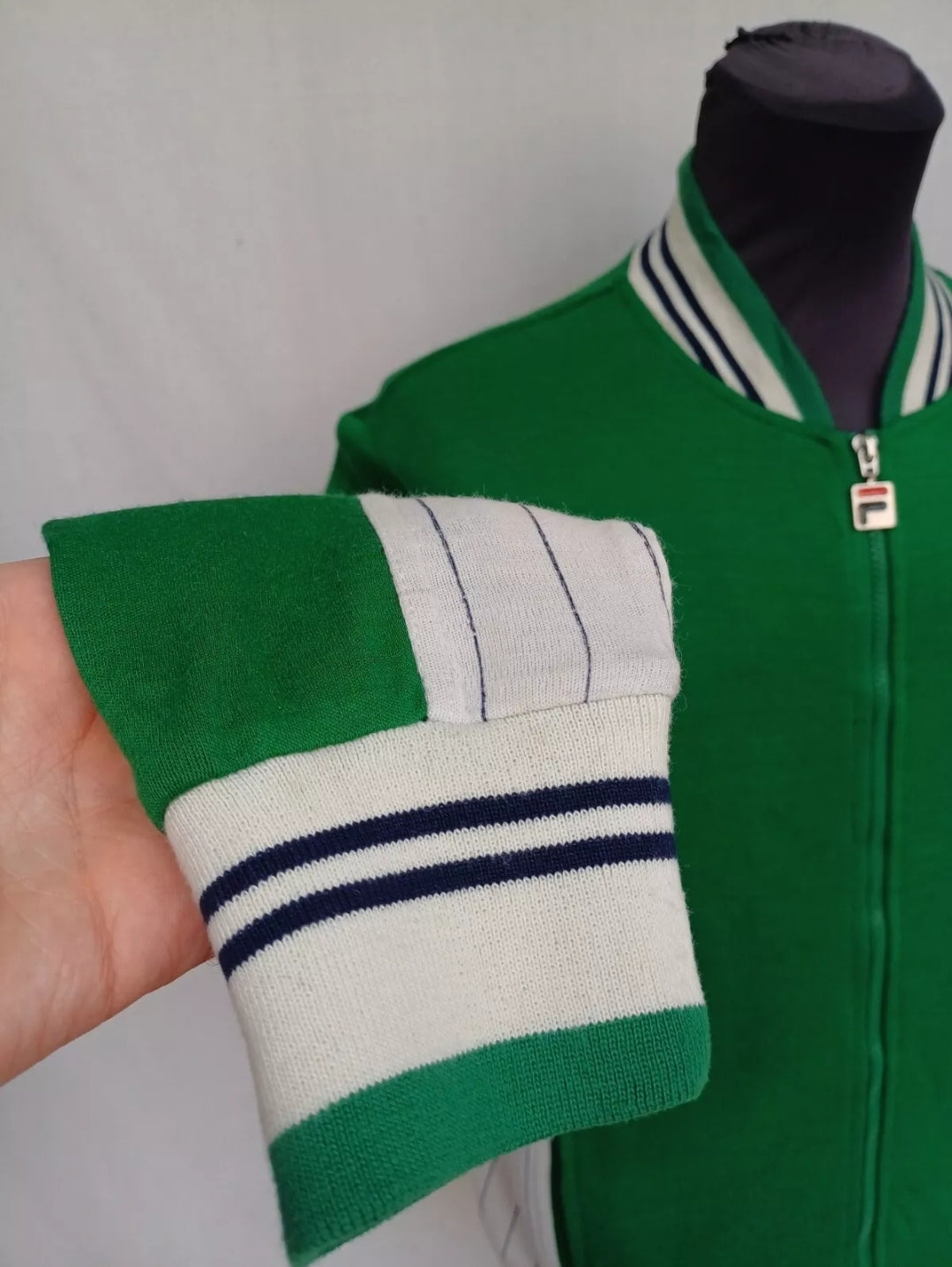 Vintage FILA White Line Acrylic/Wool Track Top Jacket Mens M