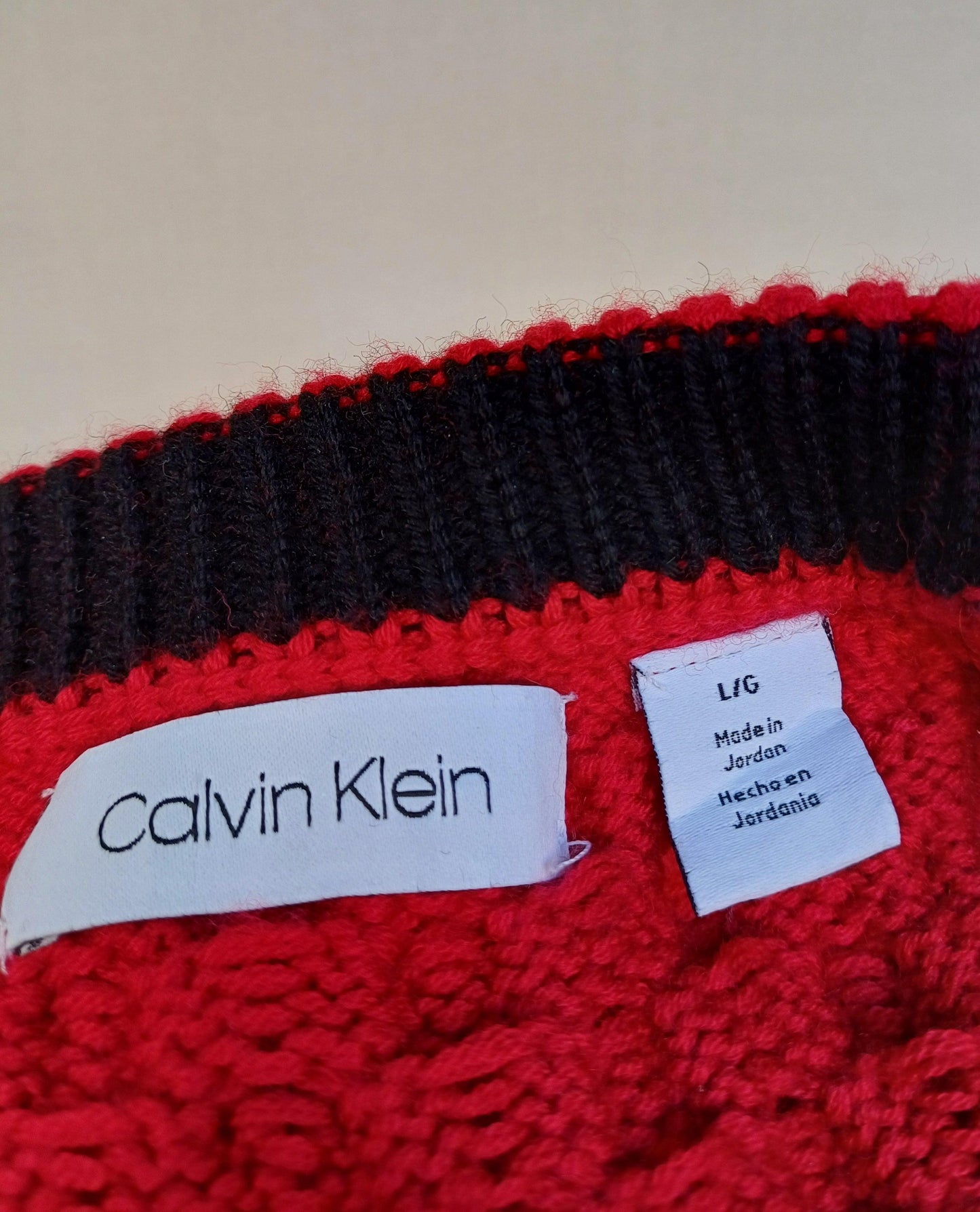 Calvin Klein Wool Crew Neck Knit Pullover Sweater Mens L