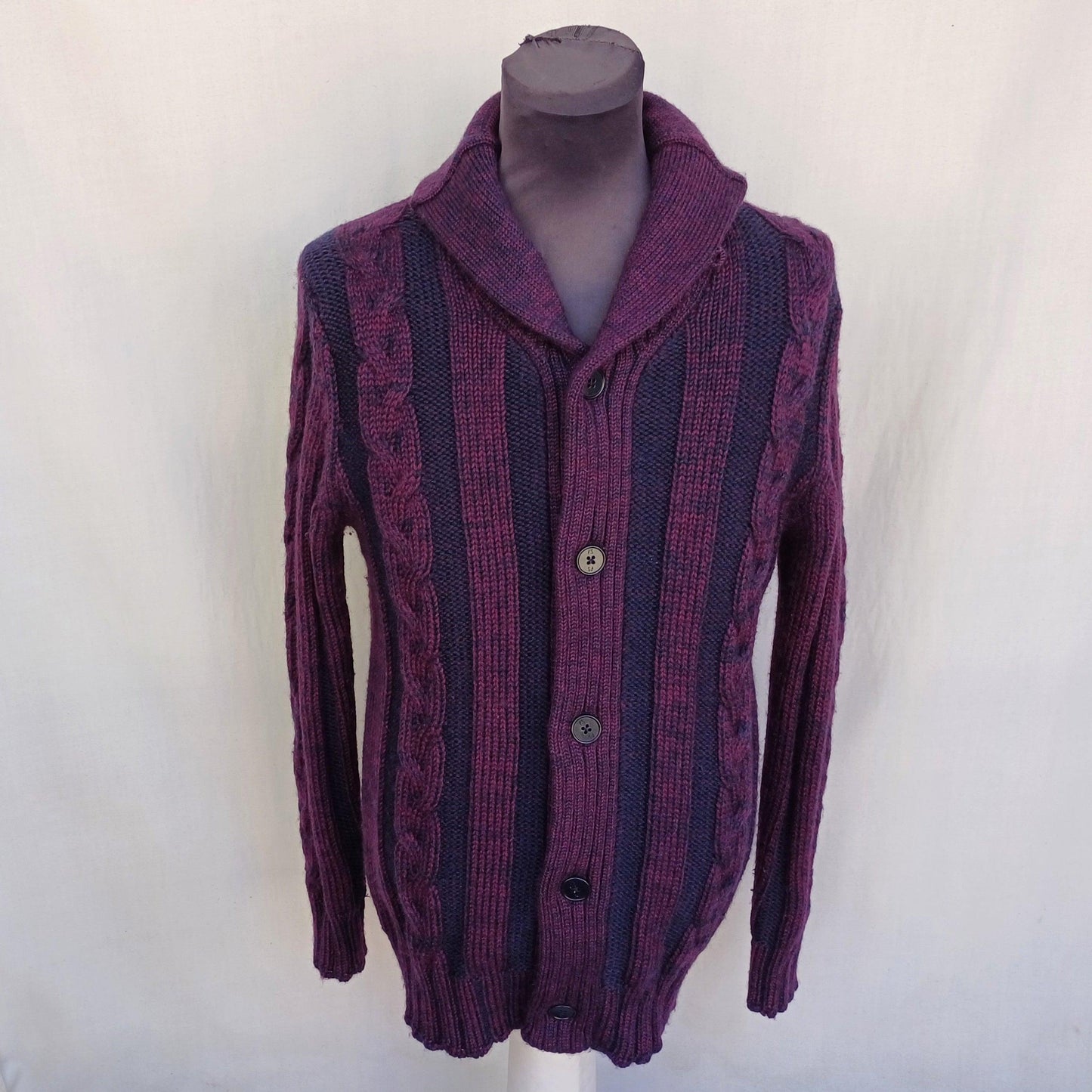 Paul Smith 100% Wool Button Cardigan Cable Knit Sweater Mens L
