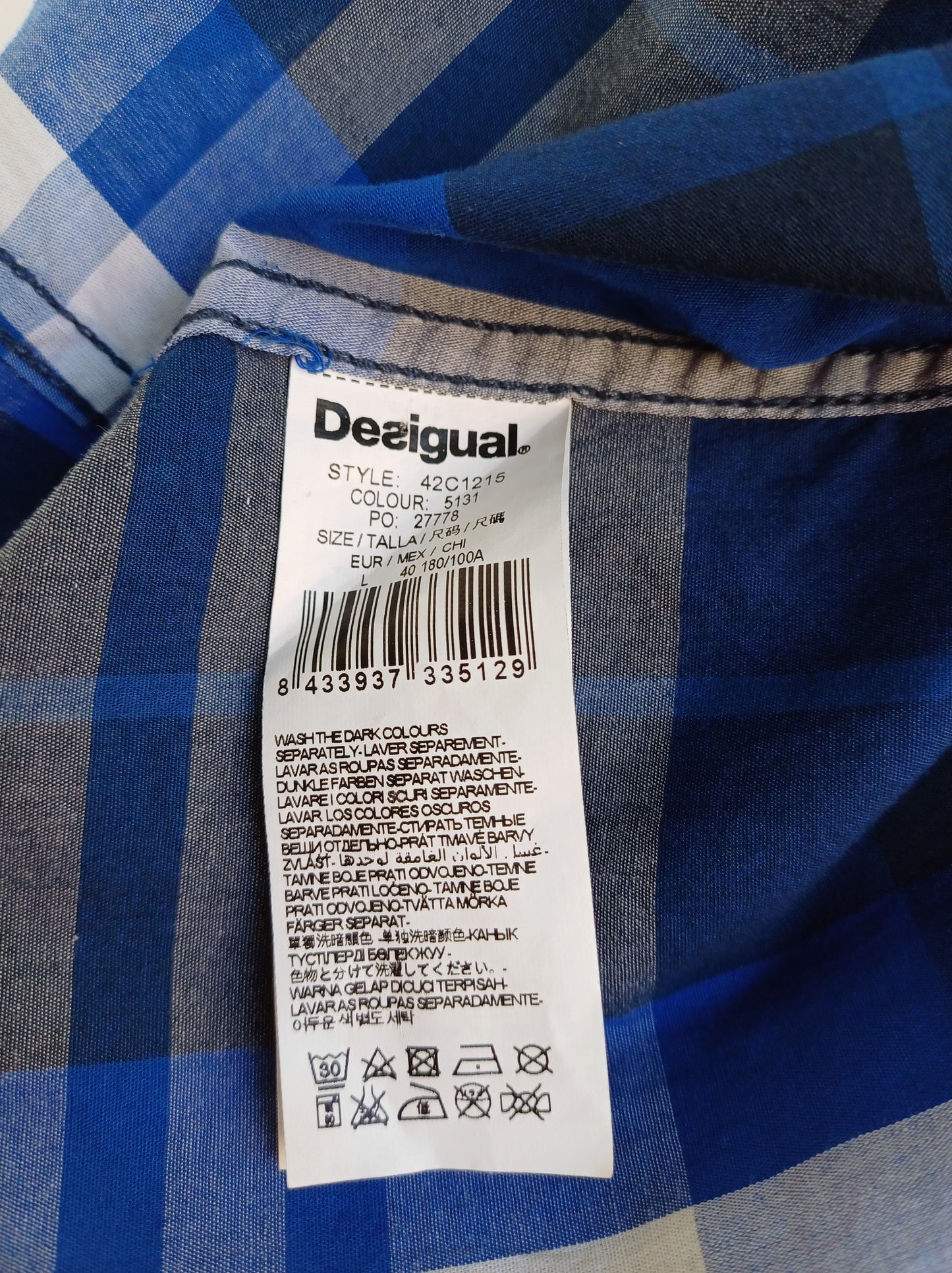 Desigual Regular Fit Cotton Button Down Shirt Mens L